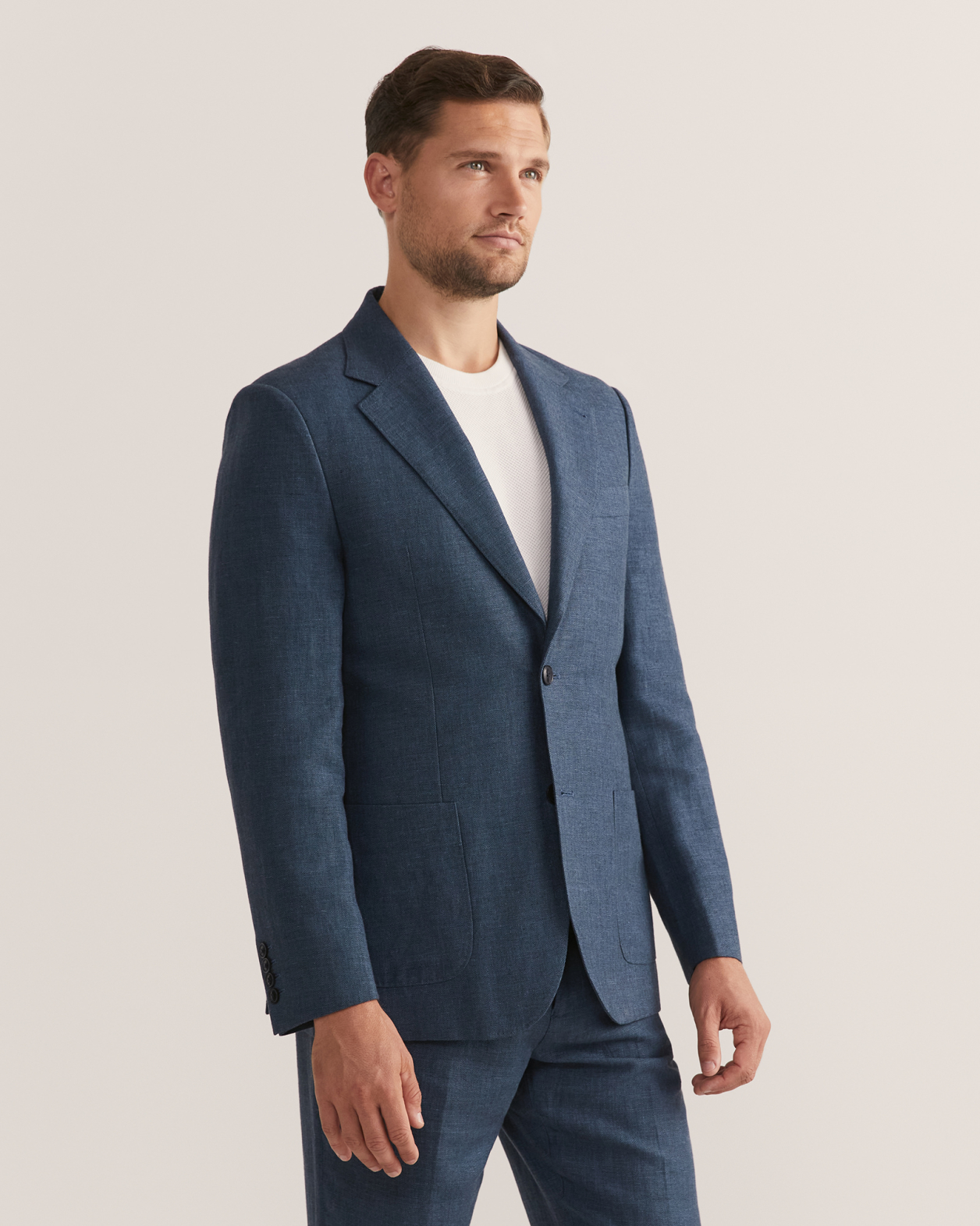 Lucian Cotton Linen Suit Jacket in STEEL