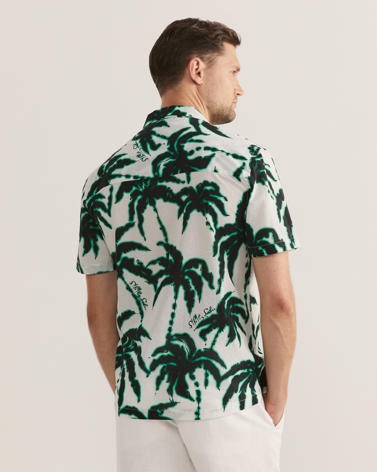 West Short Sleeve Resort Print Shirt in GREEN