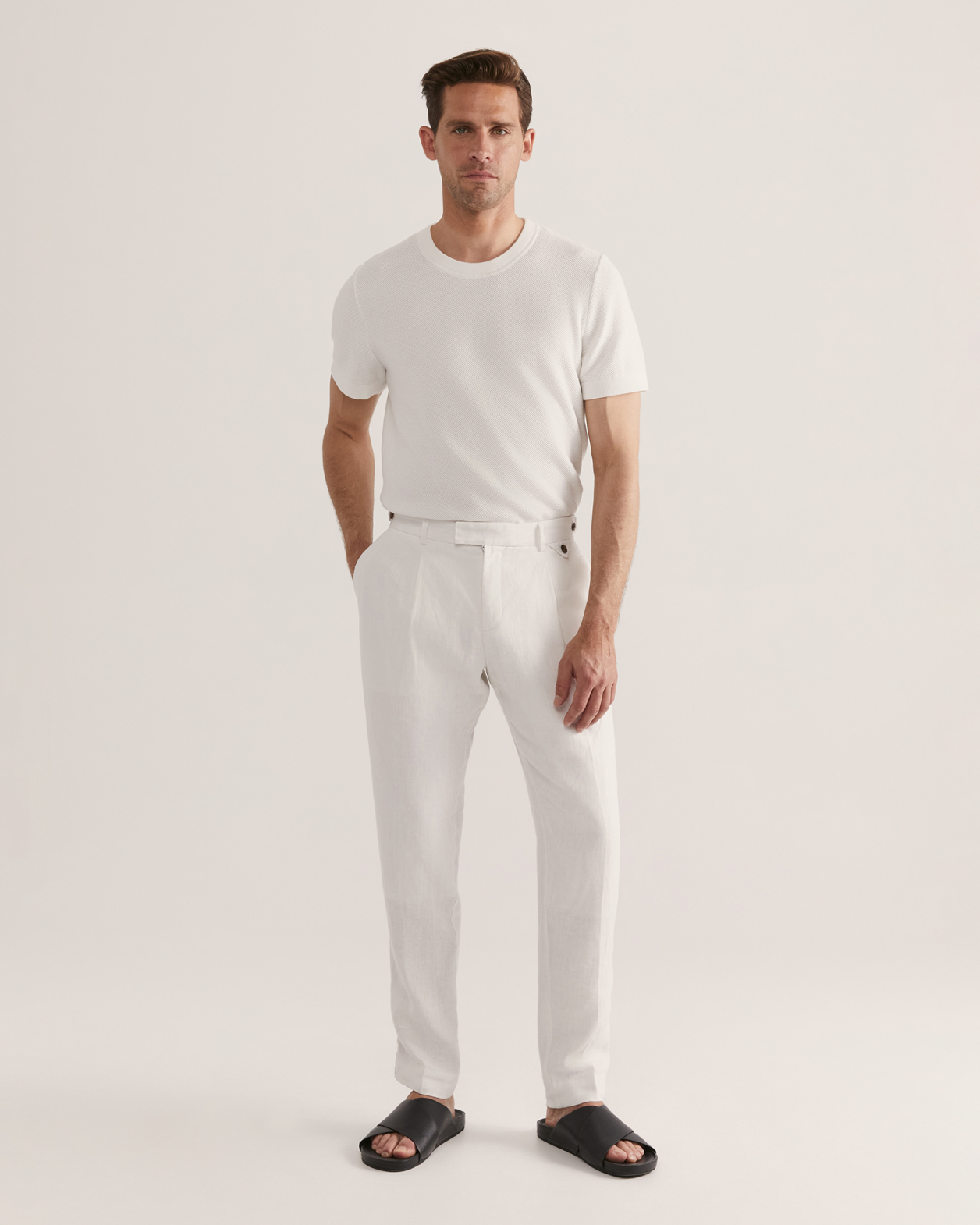 Wade Pleat Front Pant in WHITE