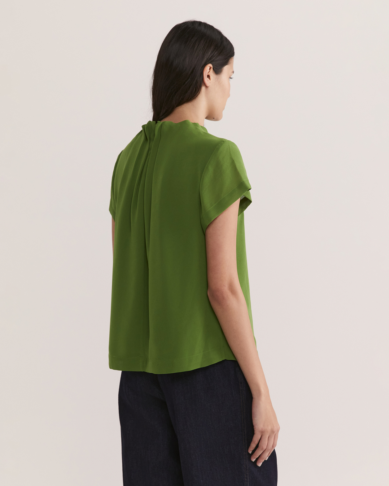 Willa High Neck Short Sleeve Top in PALM
