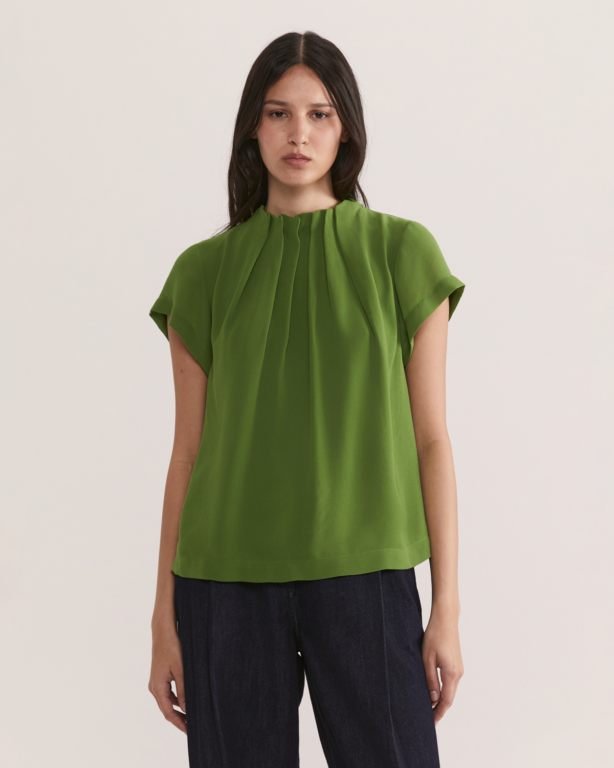 Willa High Neck Short Sleeve Top in PALM