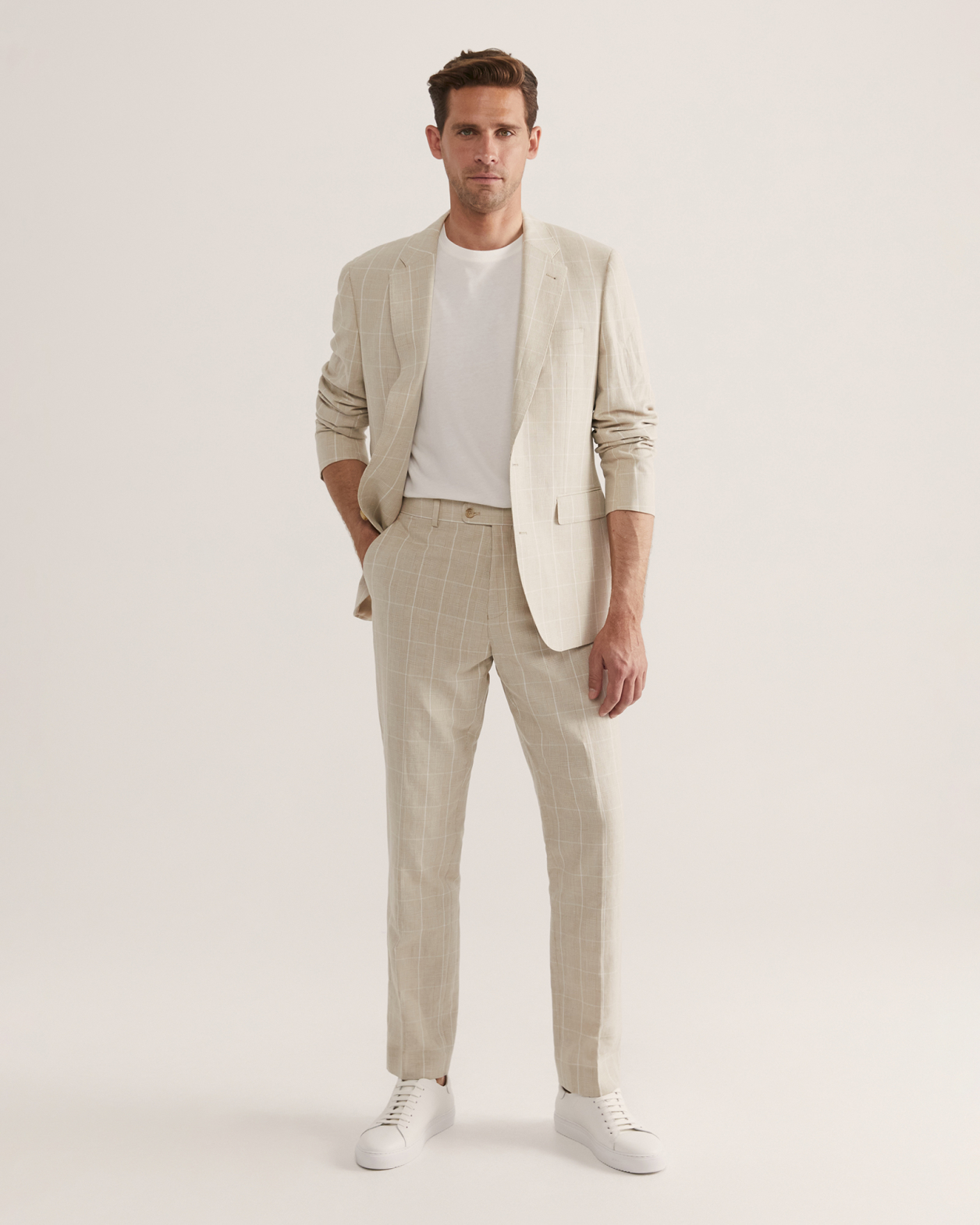 Hawke Cotton Linen Suit Pant in BEIGE