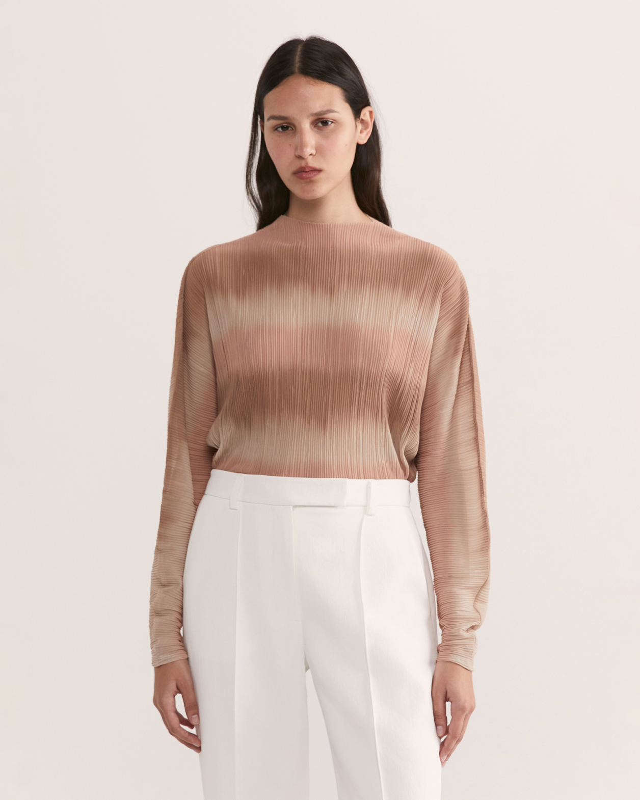 Amelie Ombre Long Sleeve Pleated Top in MULTI