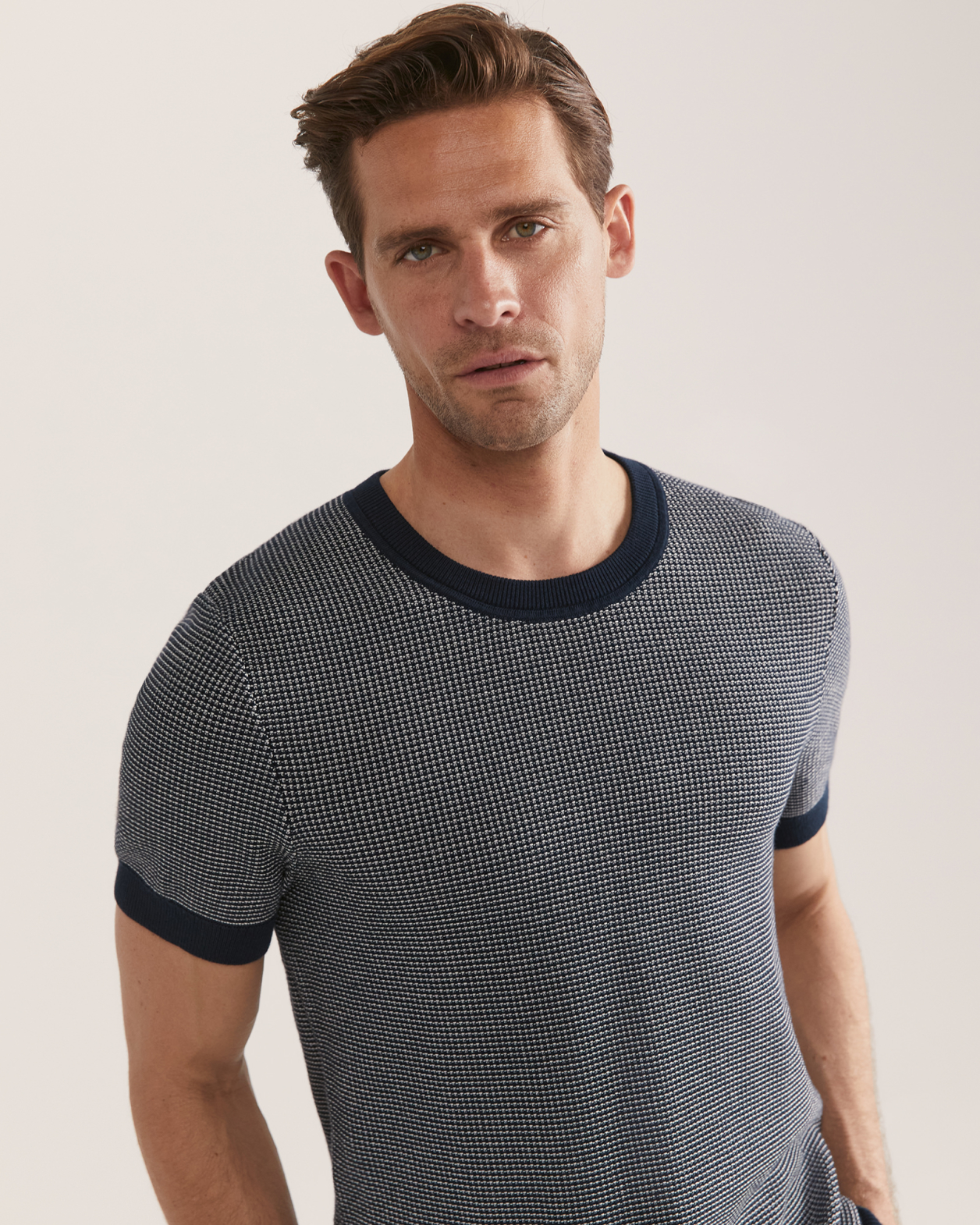 Como Knitted Tee in NAVY/WHITE