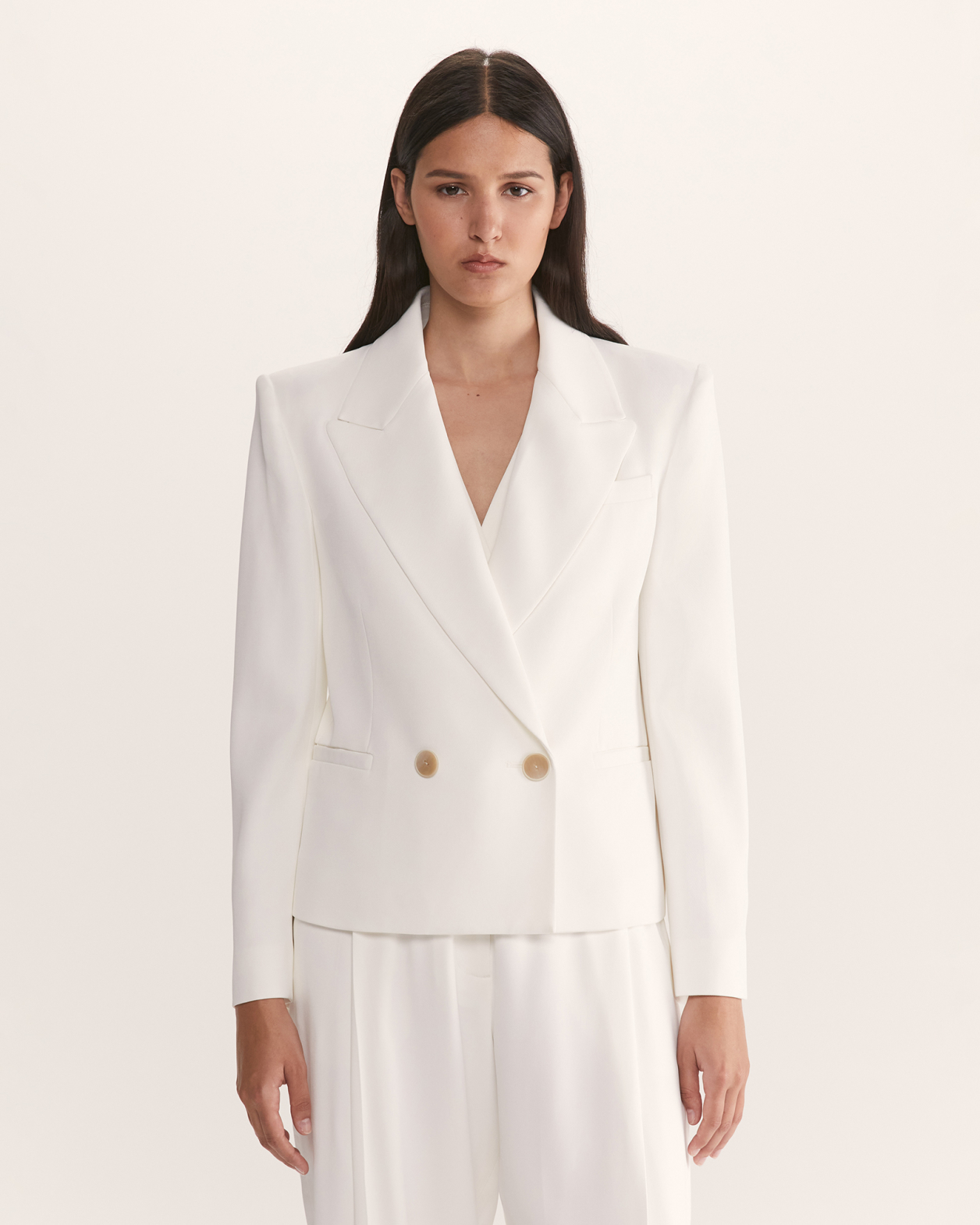 Asha Double Breasted Blazer in CREME
