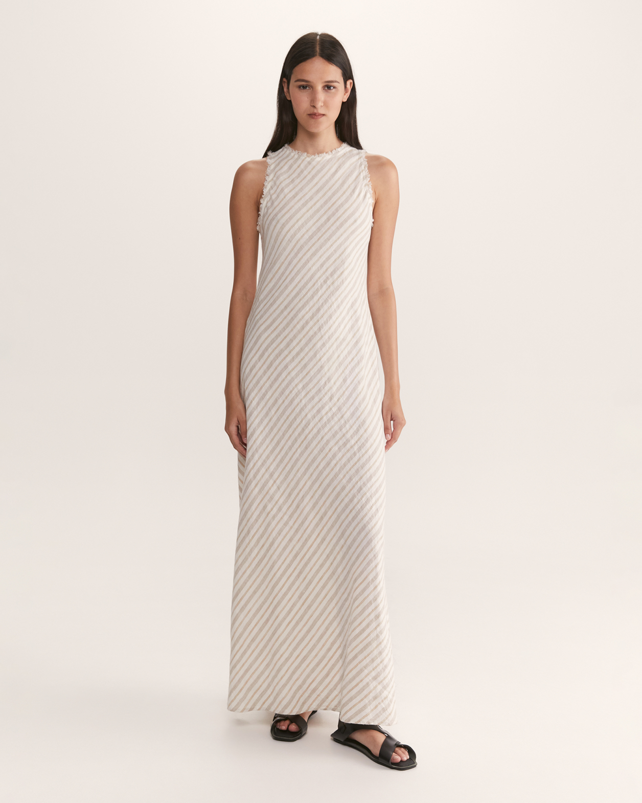 Lila Linen Stripe Midi Dress in STRIPE