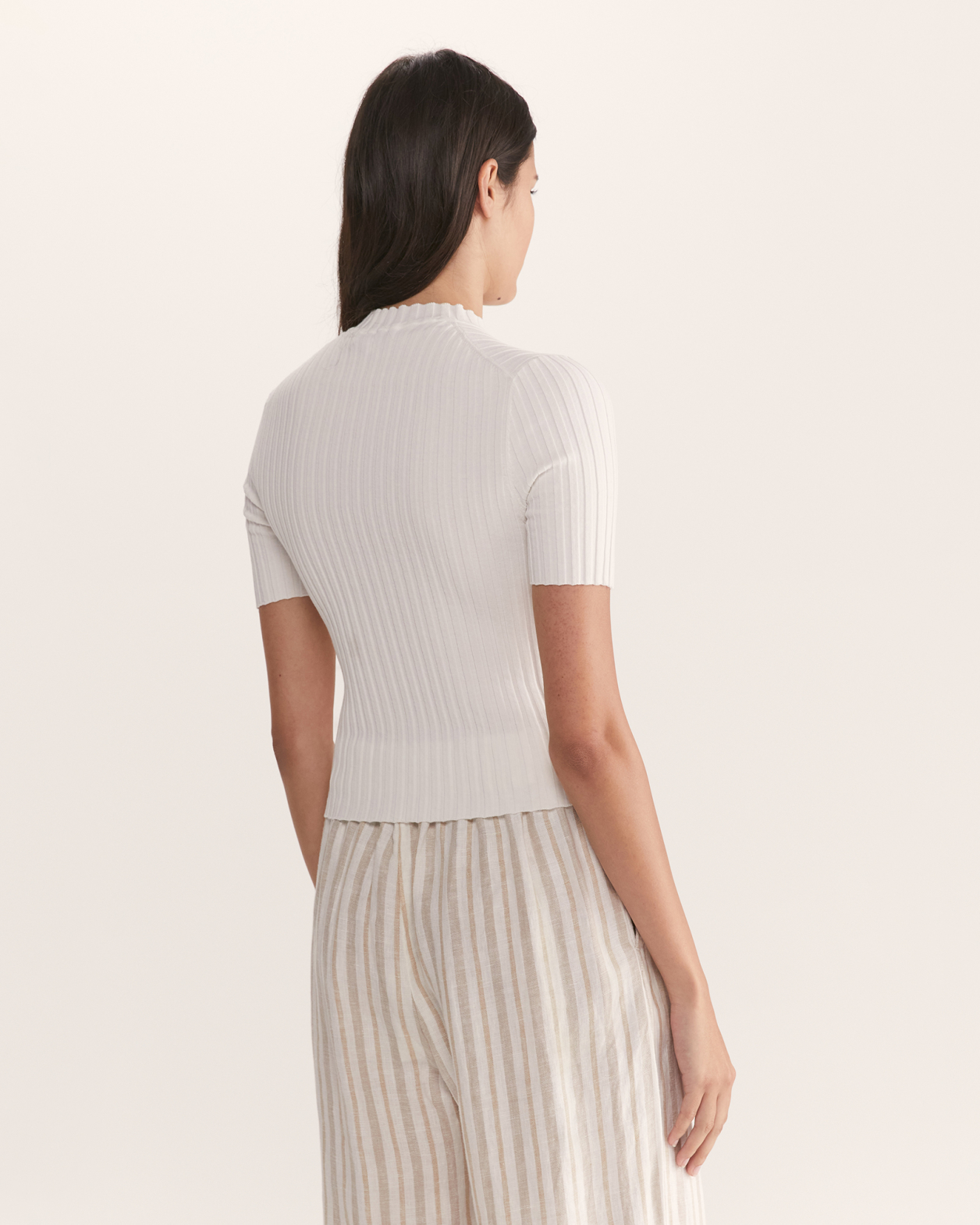 Grace Cropped Wide Rib Knit in IVORY