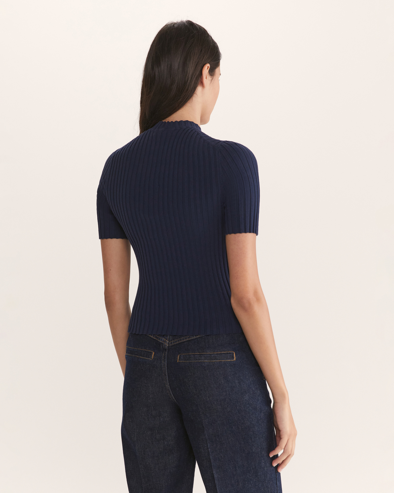 Grace Cropped Wide Rib Knit in MIDNIGHT