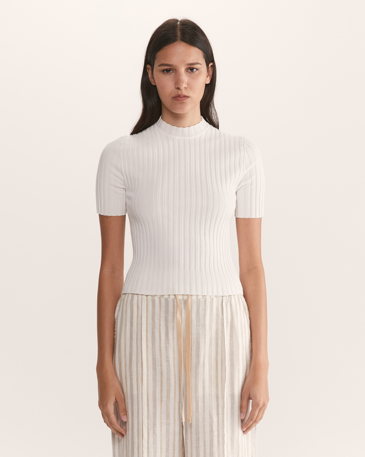 Grace Cropped Wide Rib Knit in IVORY