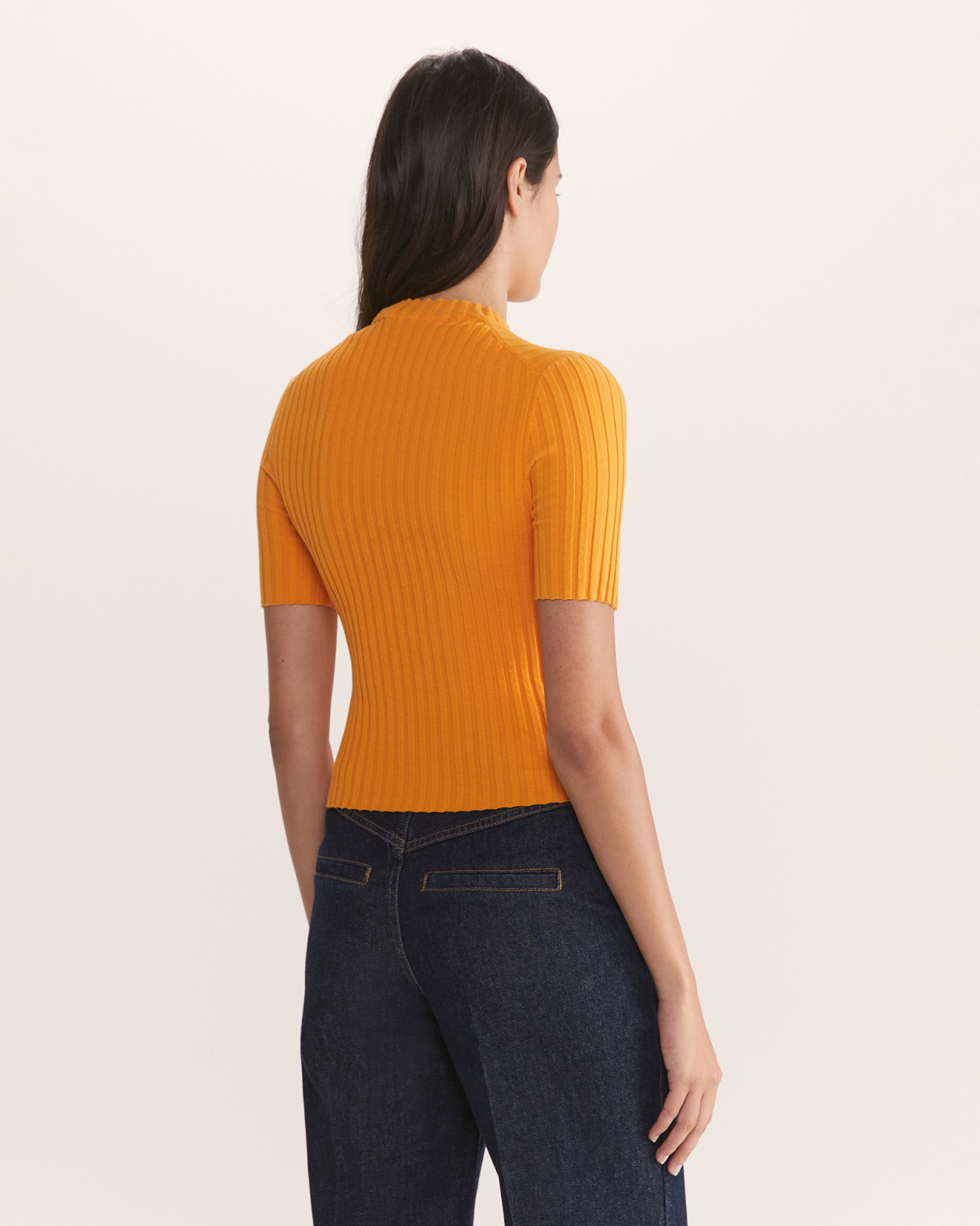 Grace Cropped Wide Rib Knit in MARMALADE