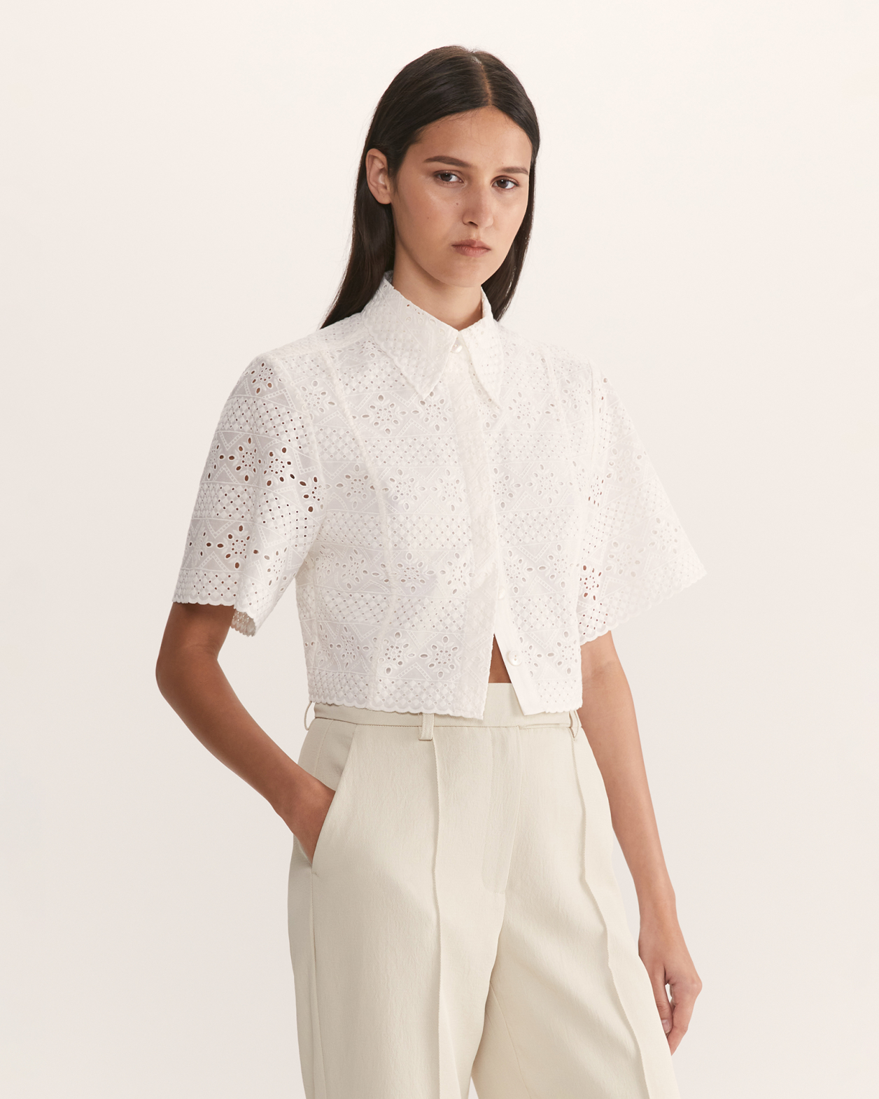 Amelia Cropped Shirt in IVORY