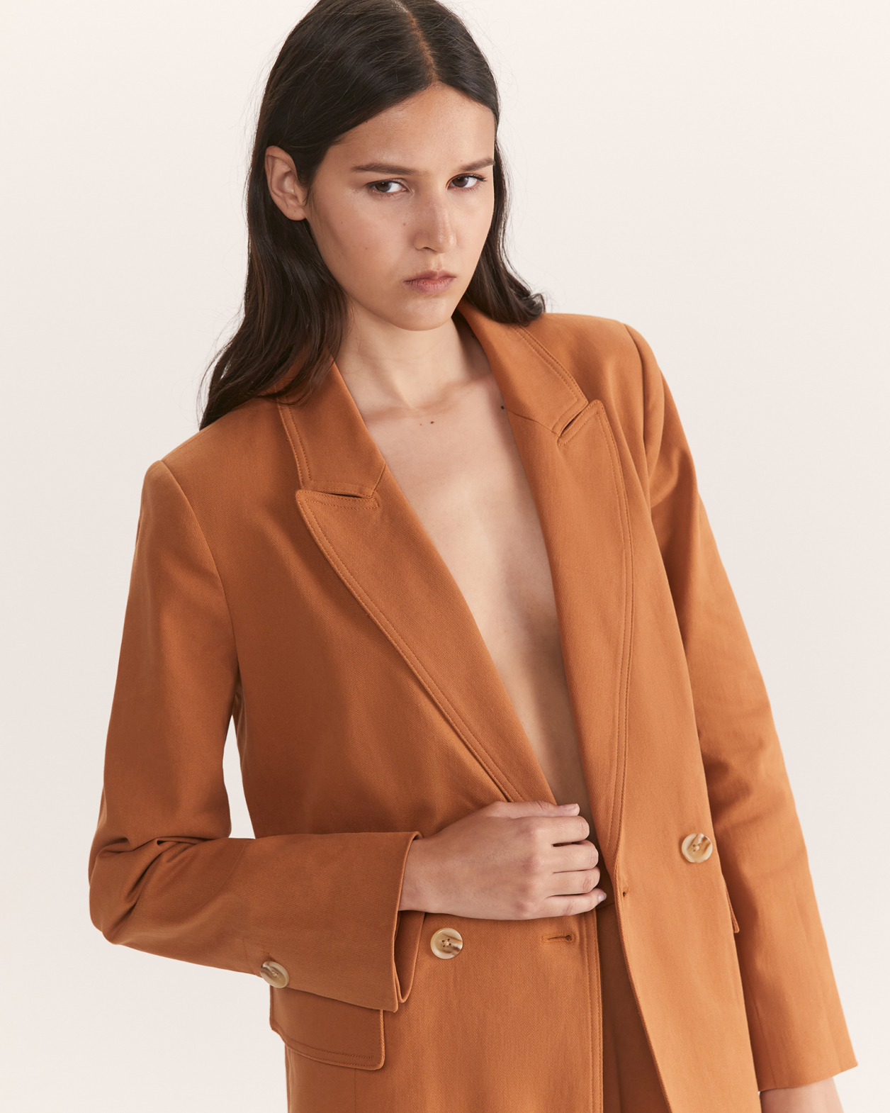Phoebe Double Breasted Blazer in RUST