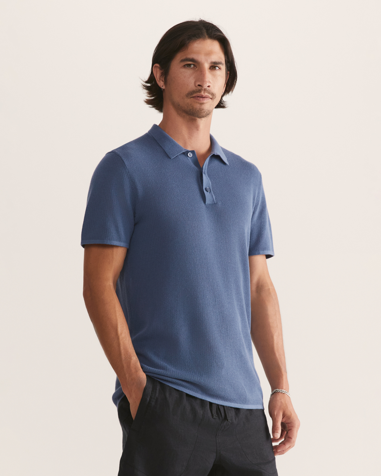 Como Knit Polo in STEEL
