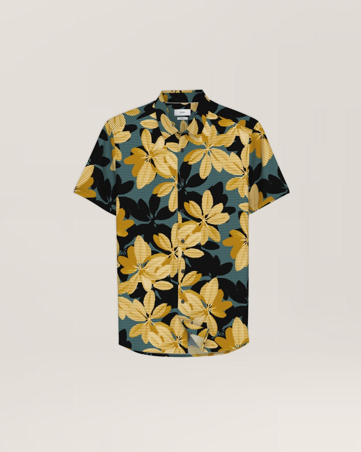 Brunei Short Sleeve Classic Print Shirt in TEAL MULTI