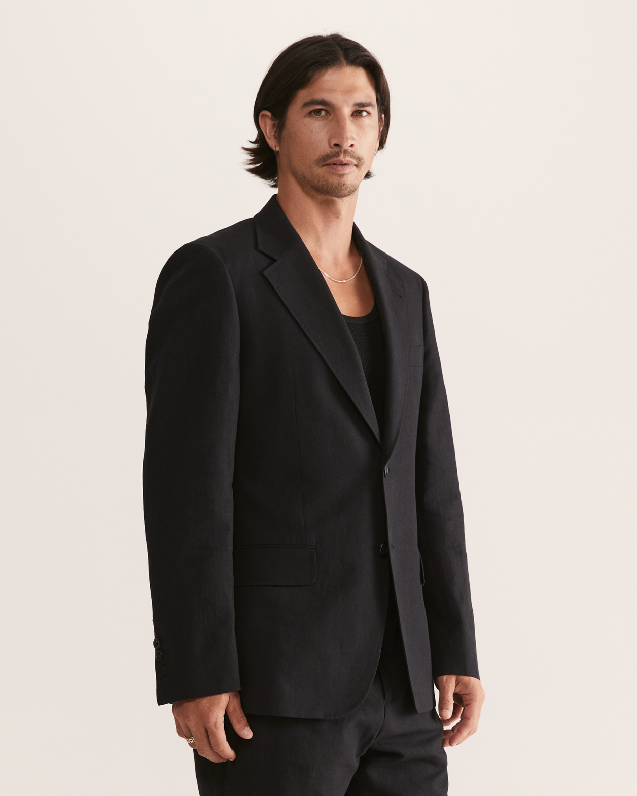Taranto Cotton Linen Suit Jacket in BLACK