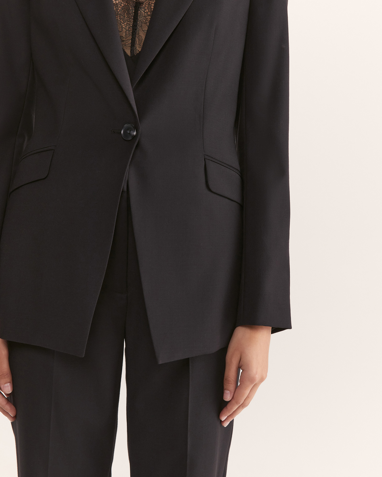 Celeste Wool Suit Blazer in BLACK