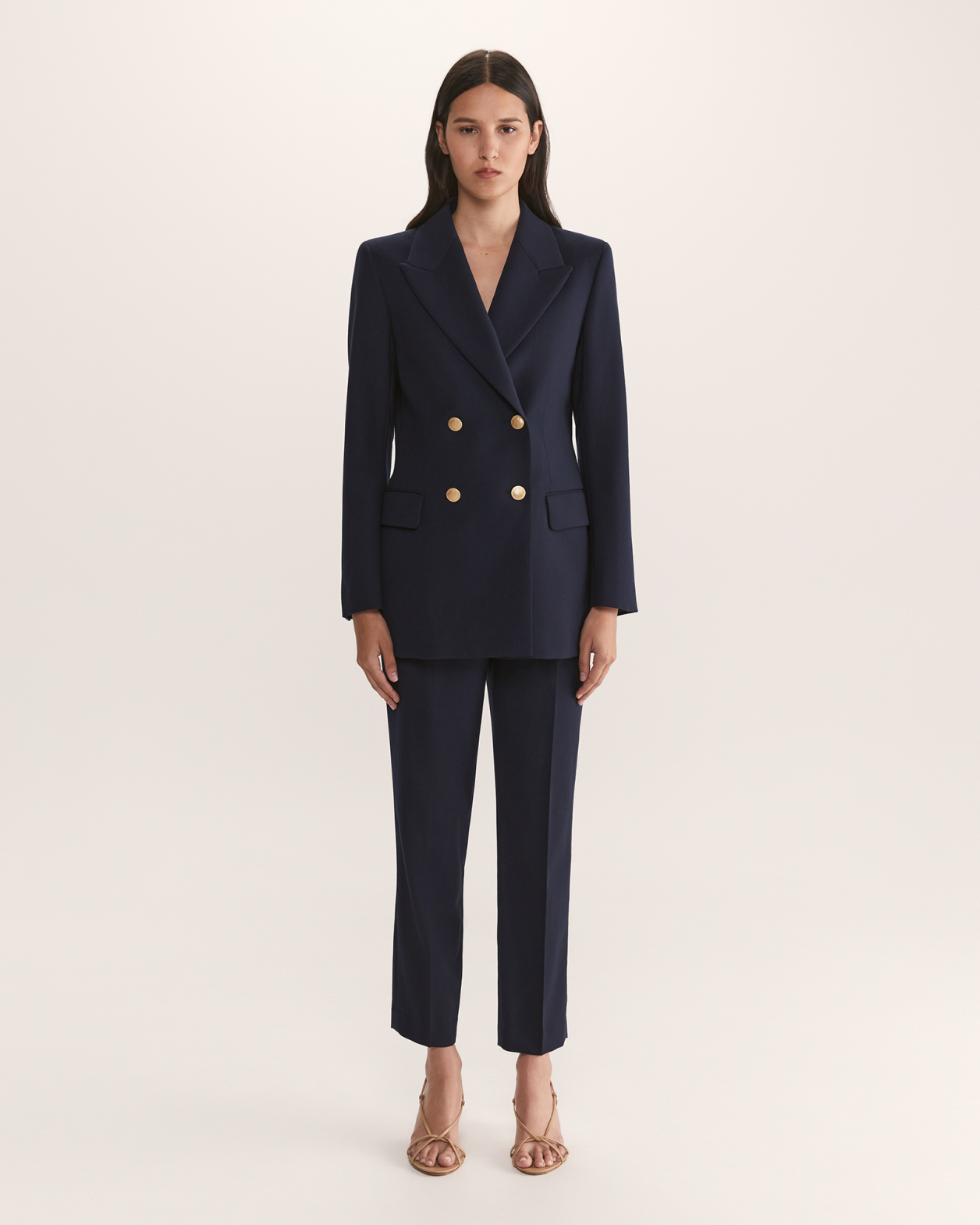 Celeste Wool Double Breasted Blazer in FRENCH NAVY