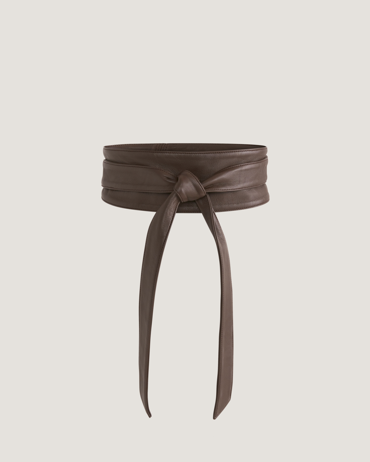 Ayla Leather Tie Belt in CHOCOLATE