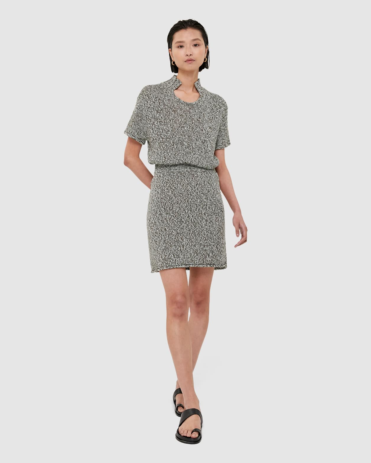 Tina Two Tone Mini Skirt in KHAKI