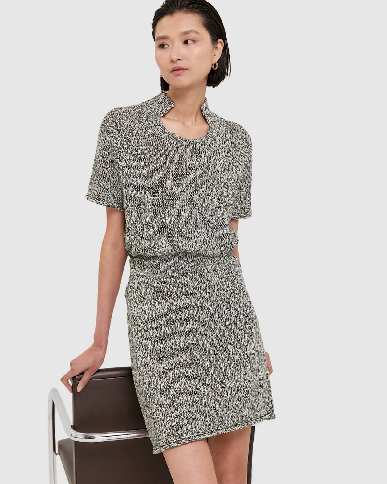 Tina Two Tone Mini Skirt in KHAKI