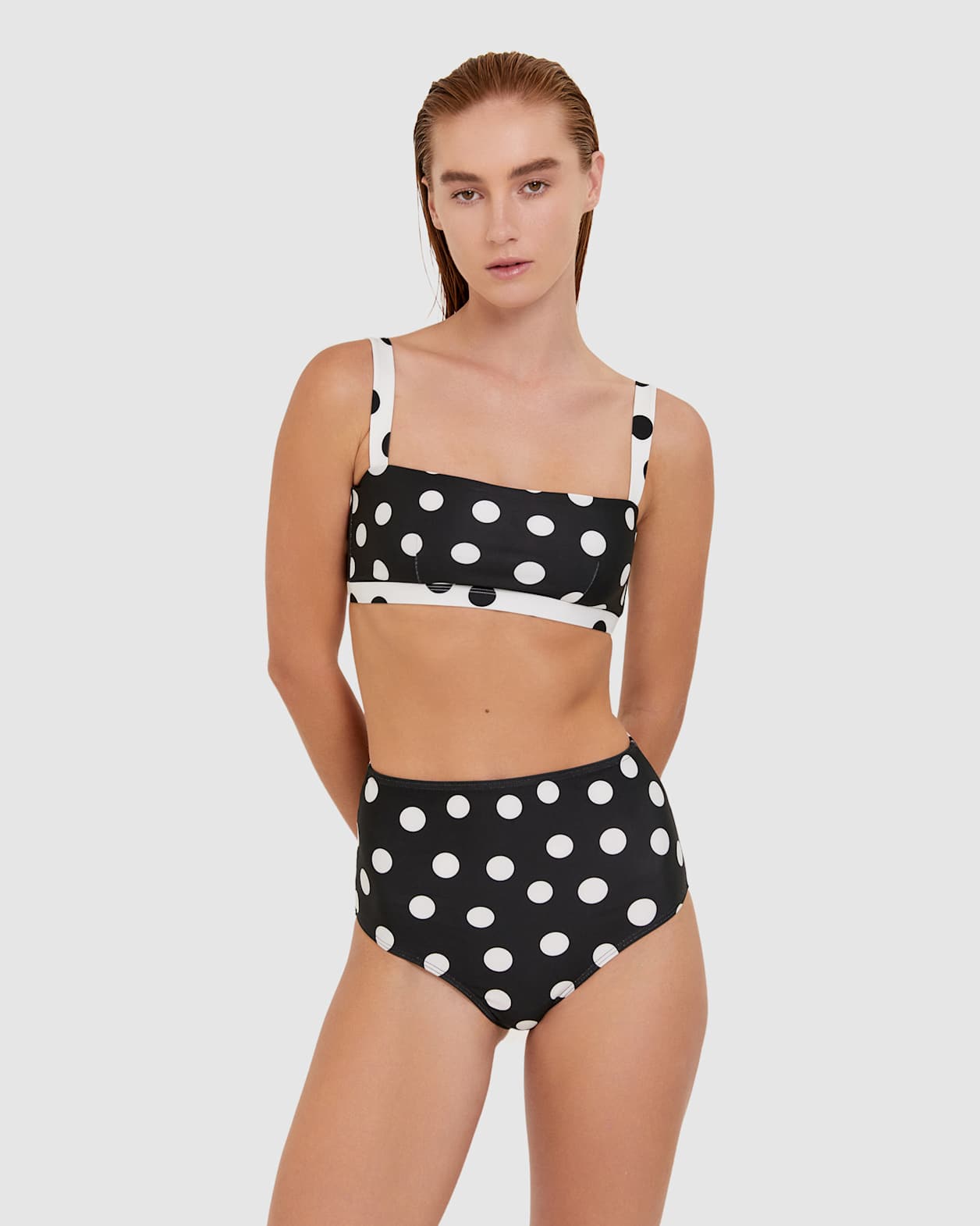 Elsa Bikini Highwaist Pant in BLACK/IVORY