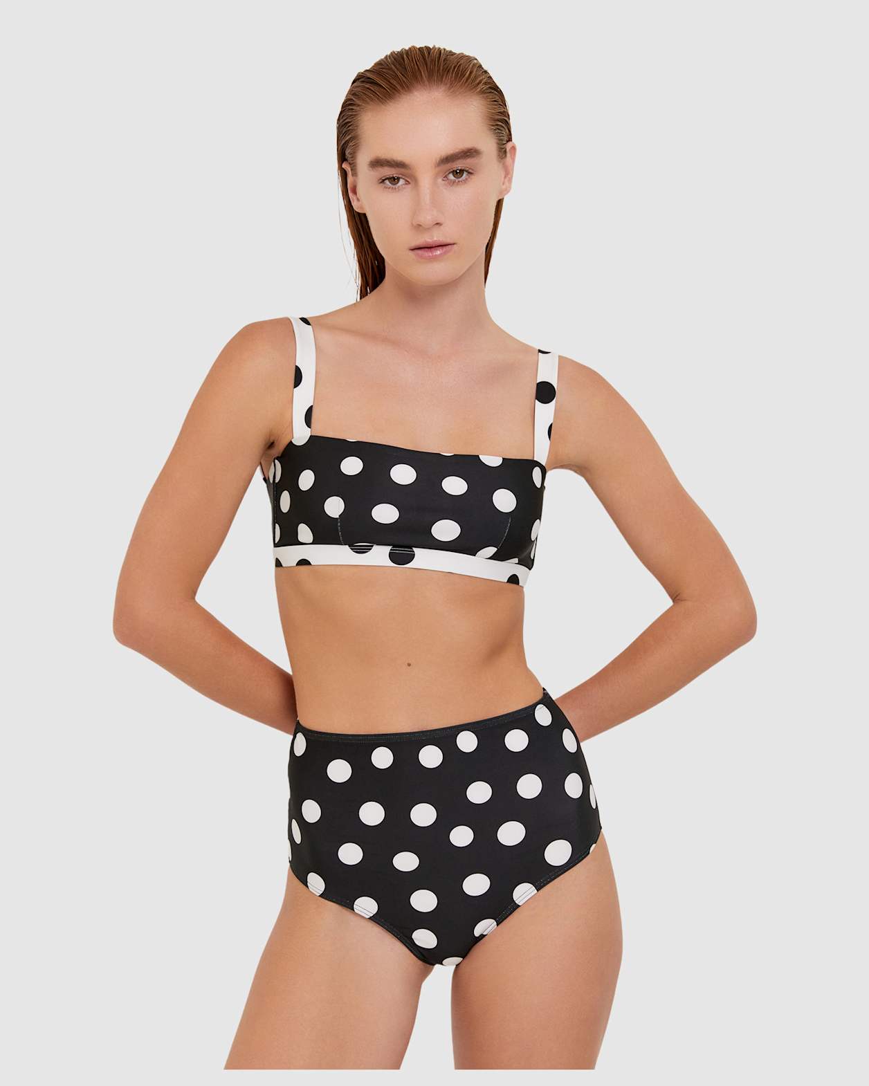 Elsa Bikini Highwaist Pant in BLACK/IVORY