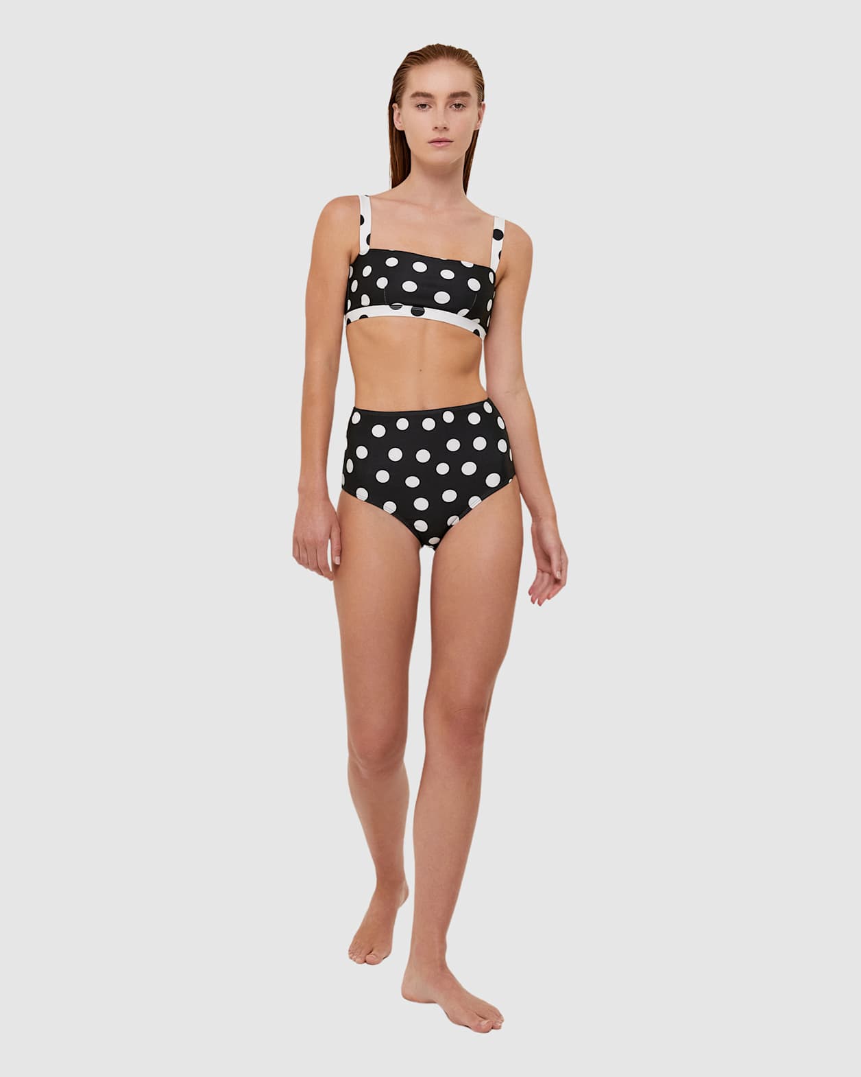 Elsa Bikini Highwaist Pant in BLACK/IVORY