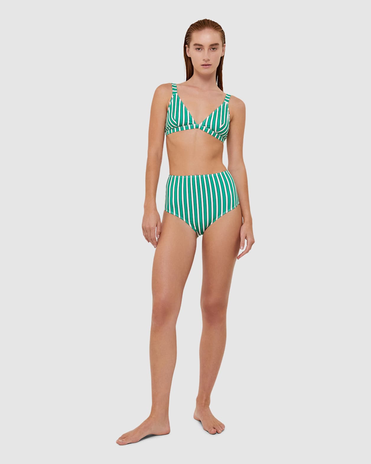 Tilda Bikini Highwaist Pant in EMERALD/WHITE