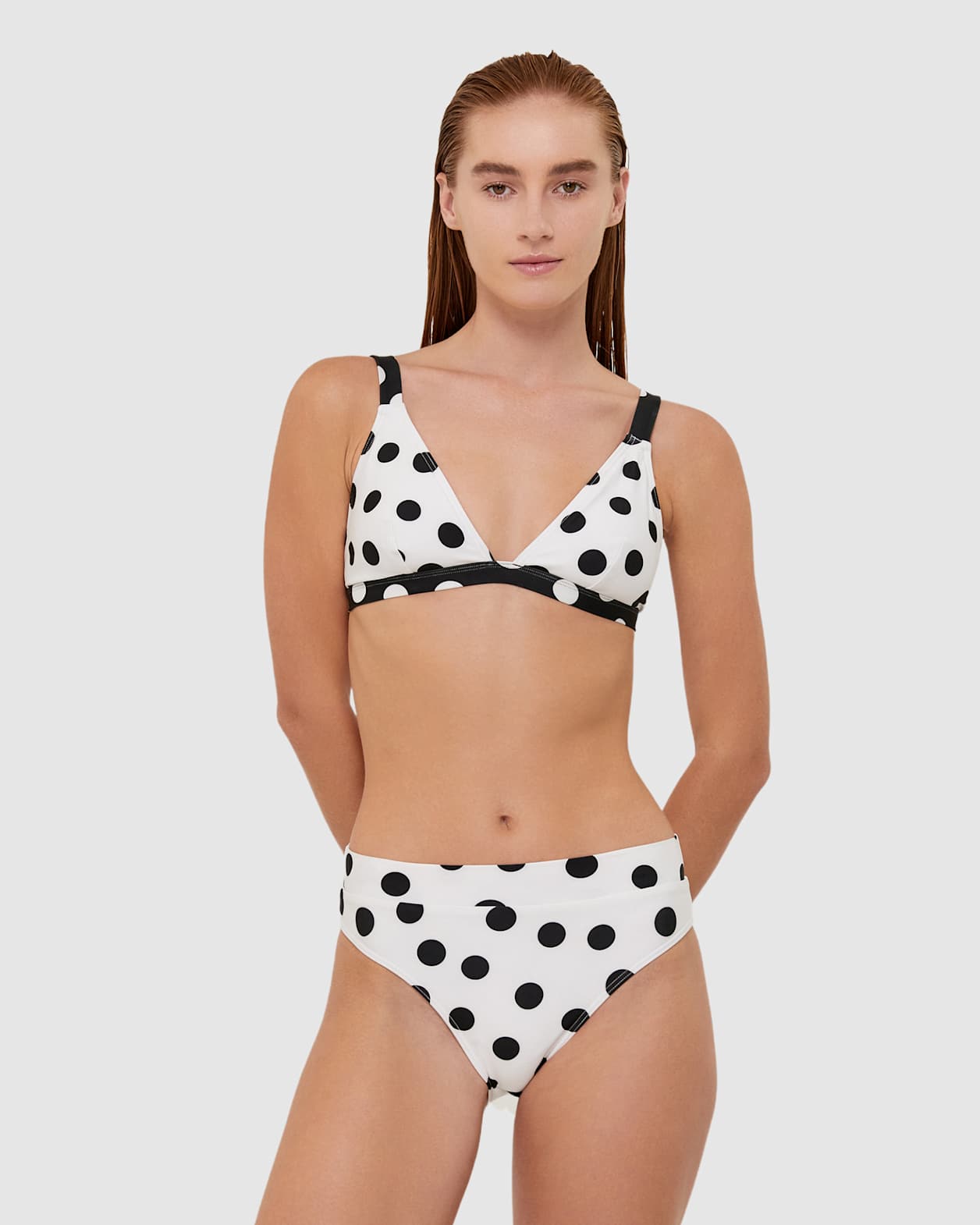Elsa Bikini Triangle Bra in IVORY/BLACK