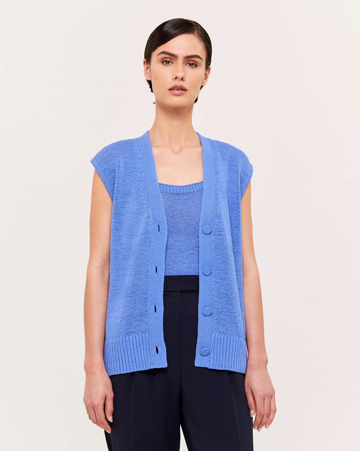 Tina Tape Yarn Vest in MARINE