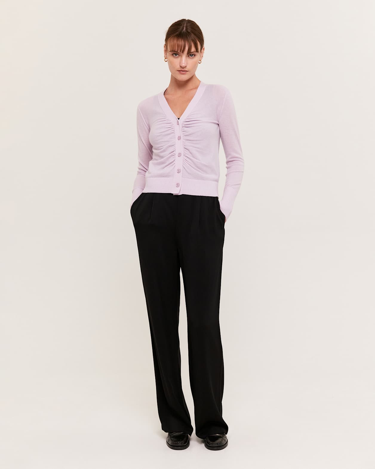 Nora Wool Cashmere Cardigan in LILAC
