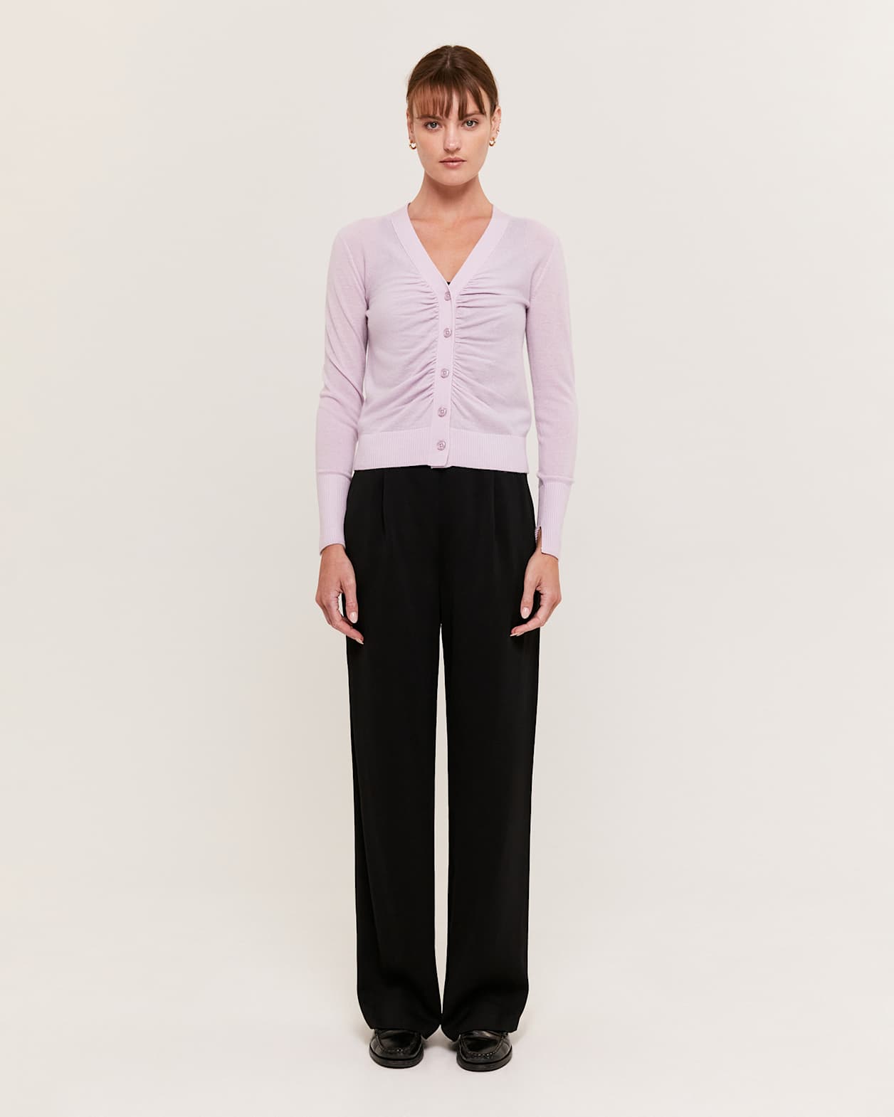 Nora Wool Cashmere Cardigan in LILAC