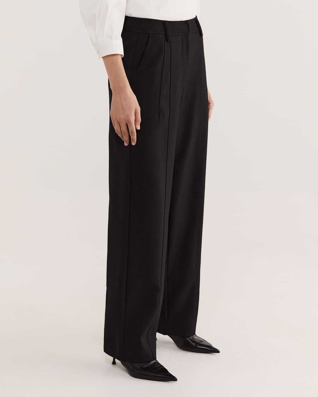Prudence Wool Wide Leg Pant in BLACK