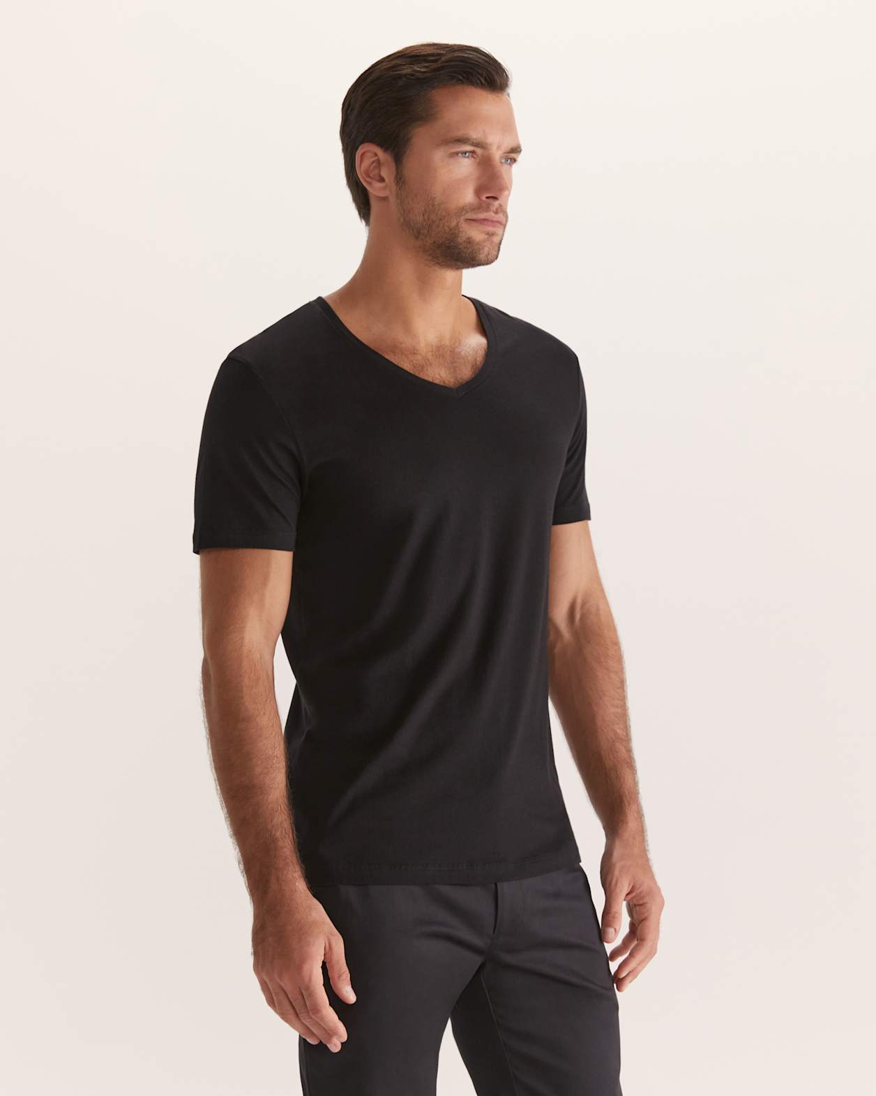 Daniel V Neck Tee in BLACK