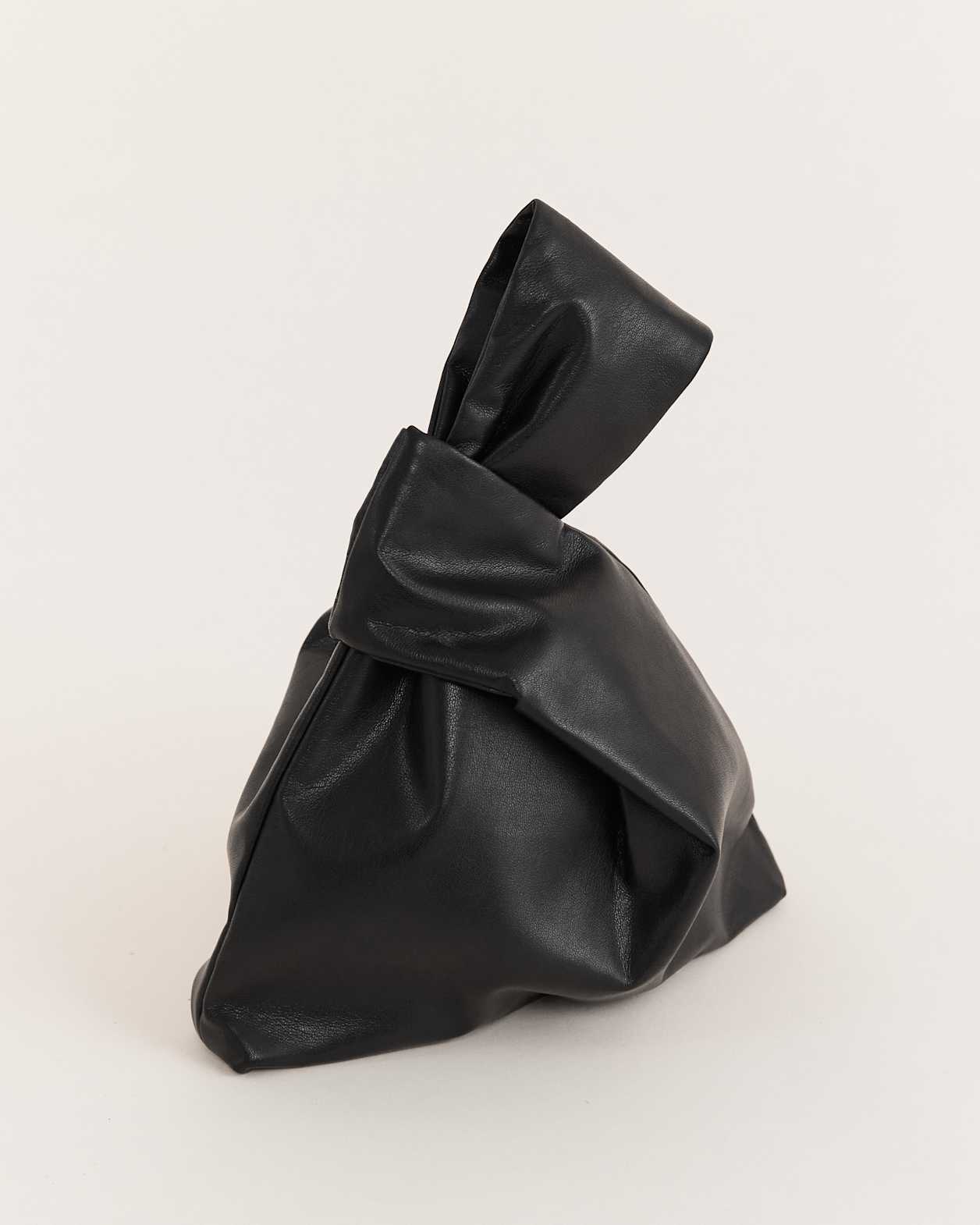 Faux Leather Knot Bag in BLACK