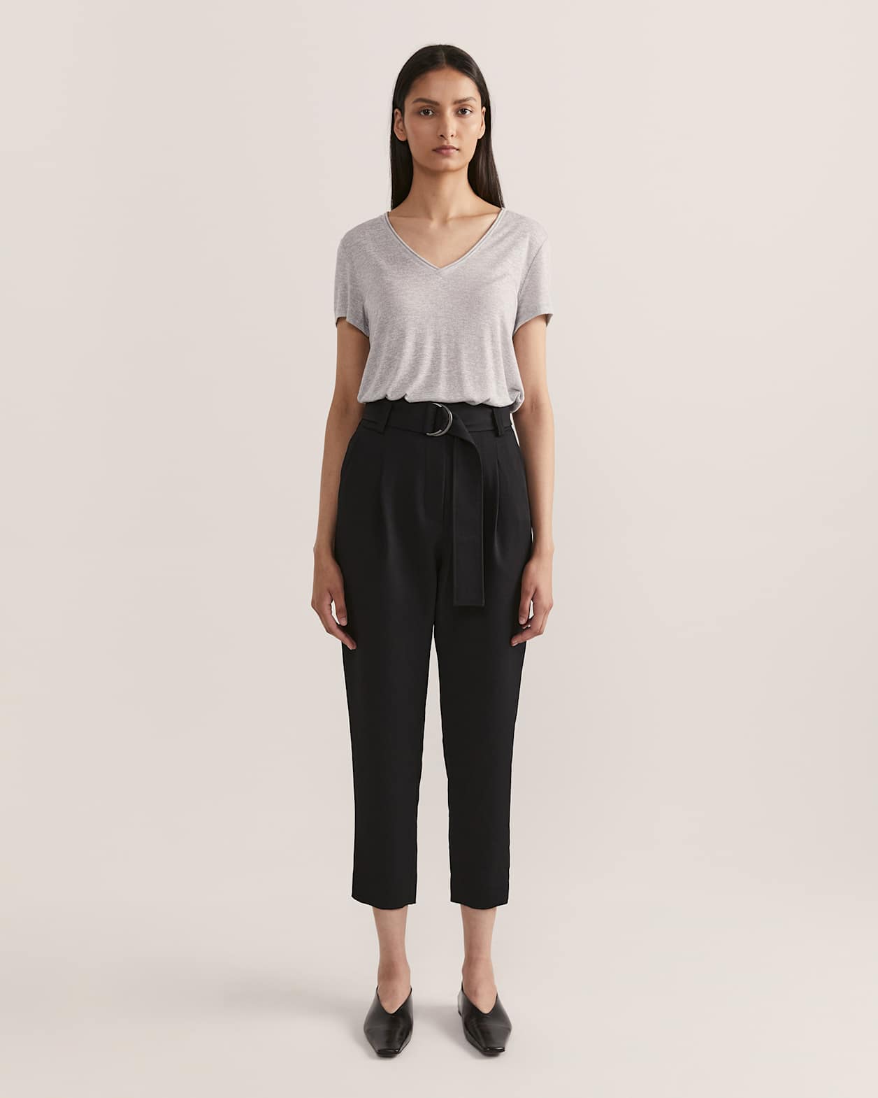 Antonia V Neck Tee in SILVER MELANGE