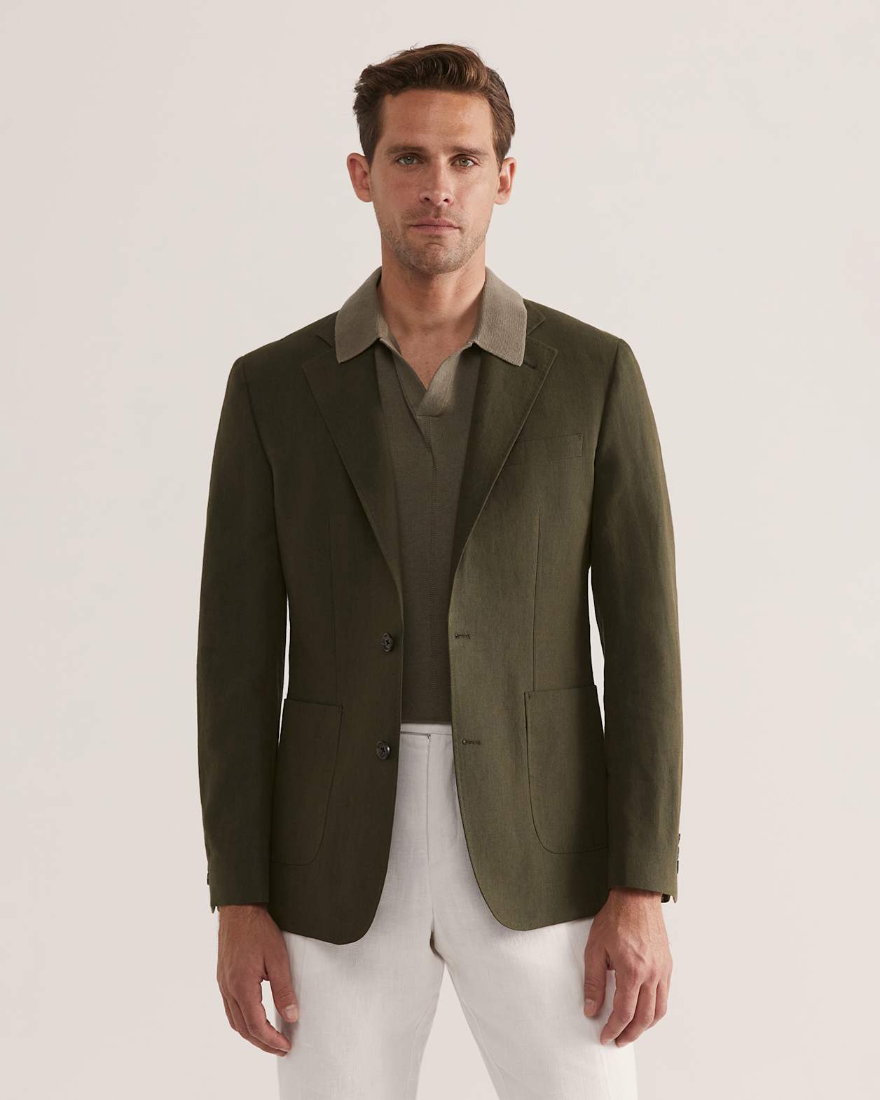 Brookes Cotton Linen Item Blazer in KHAKI