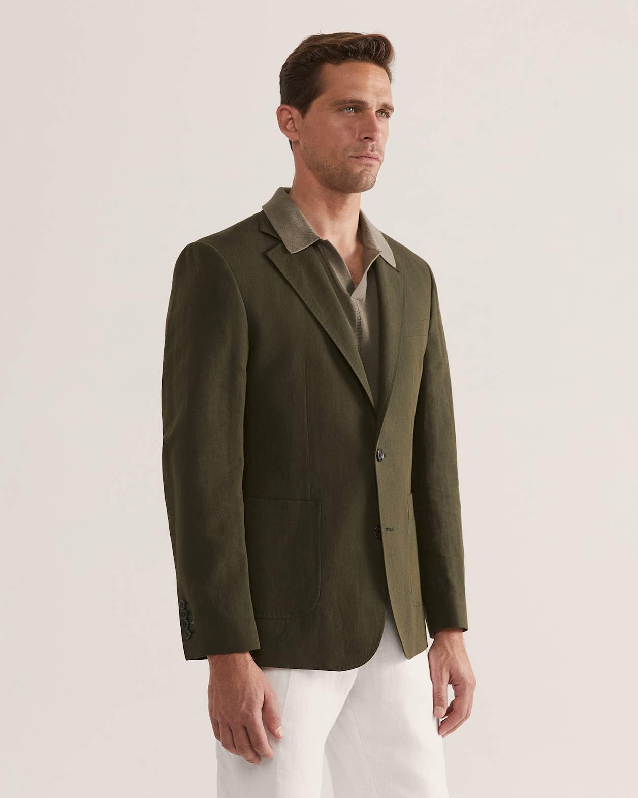 Brookes Cotton Linen Item Blazer in KHAKI