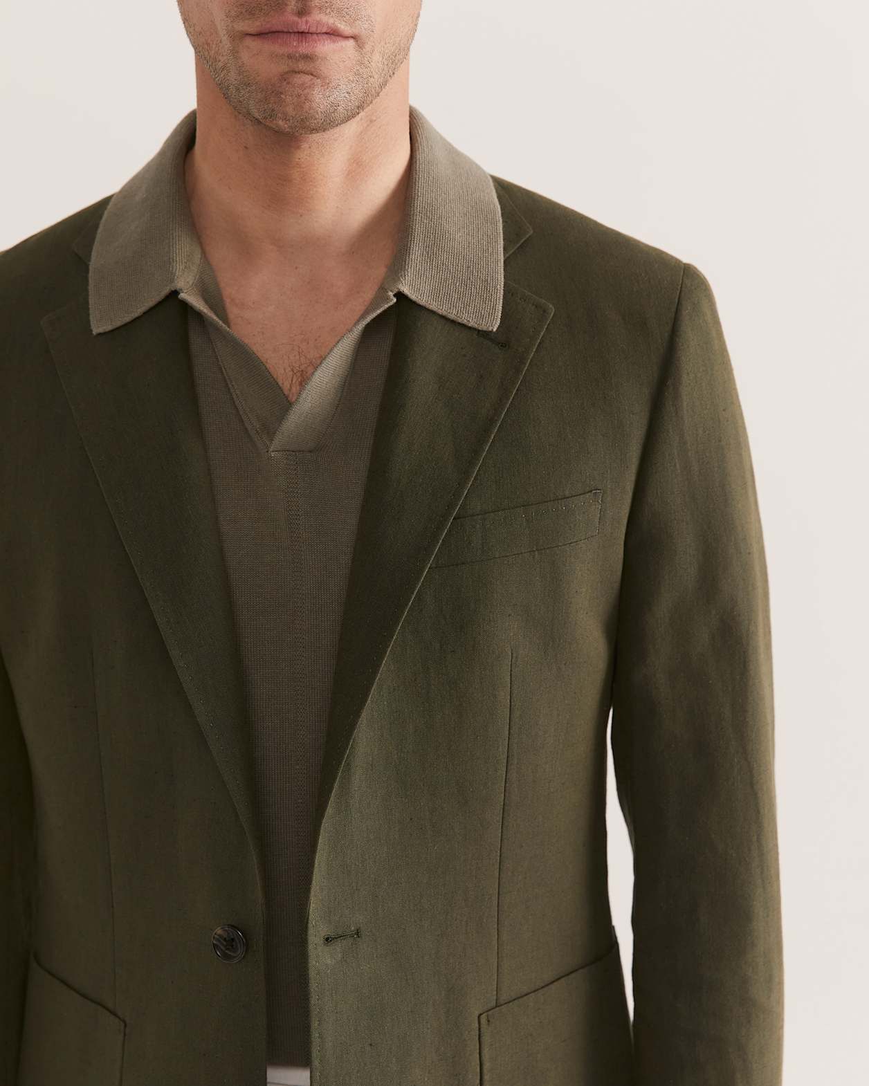 Brookes Cotton Linen Item Blazer in KHAKI