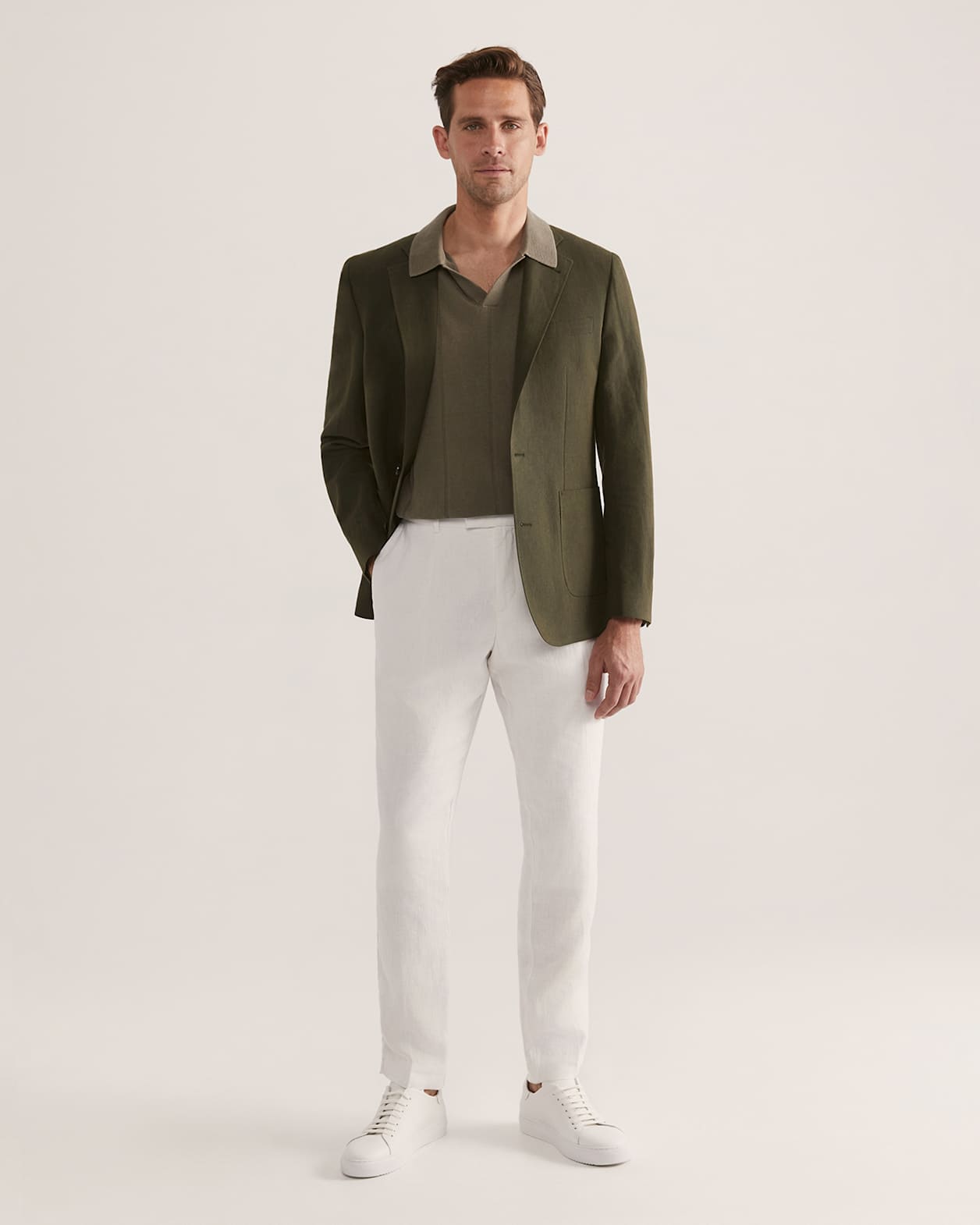 Brookes Cotton Linen Item Blazer in KHAKI
