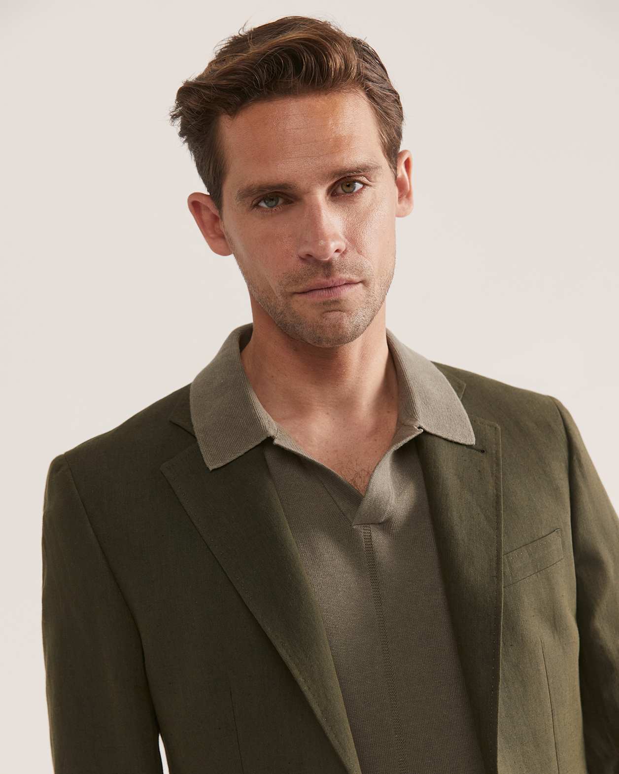 Brookes Cotton Linen Item Blazer in KHAKI