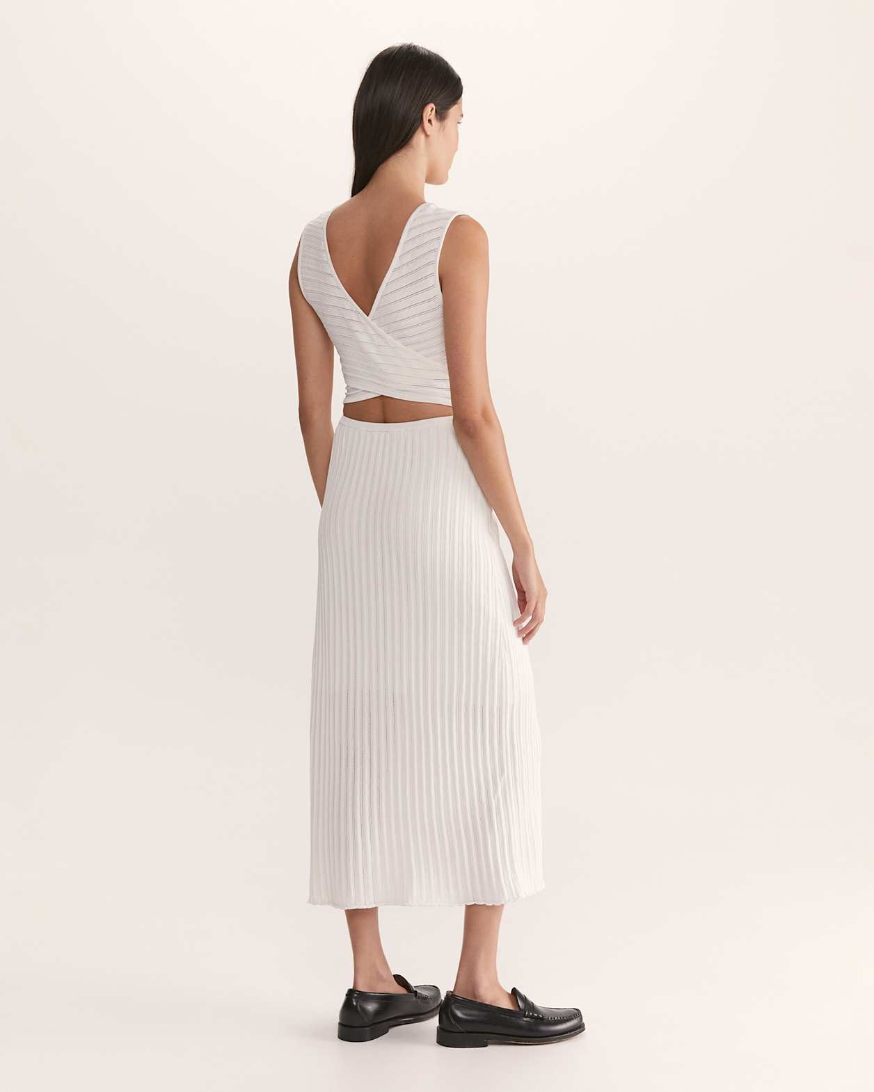 Maeve Cross Back Knit Dress in WHITE