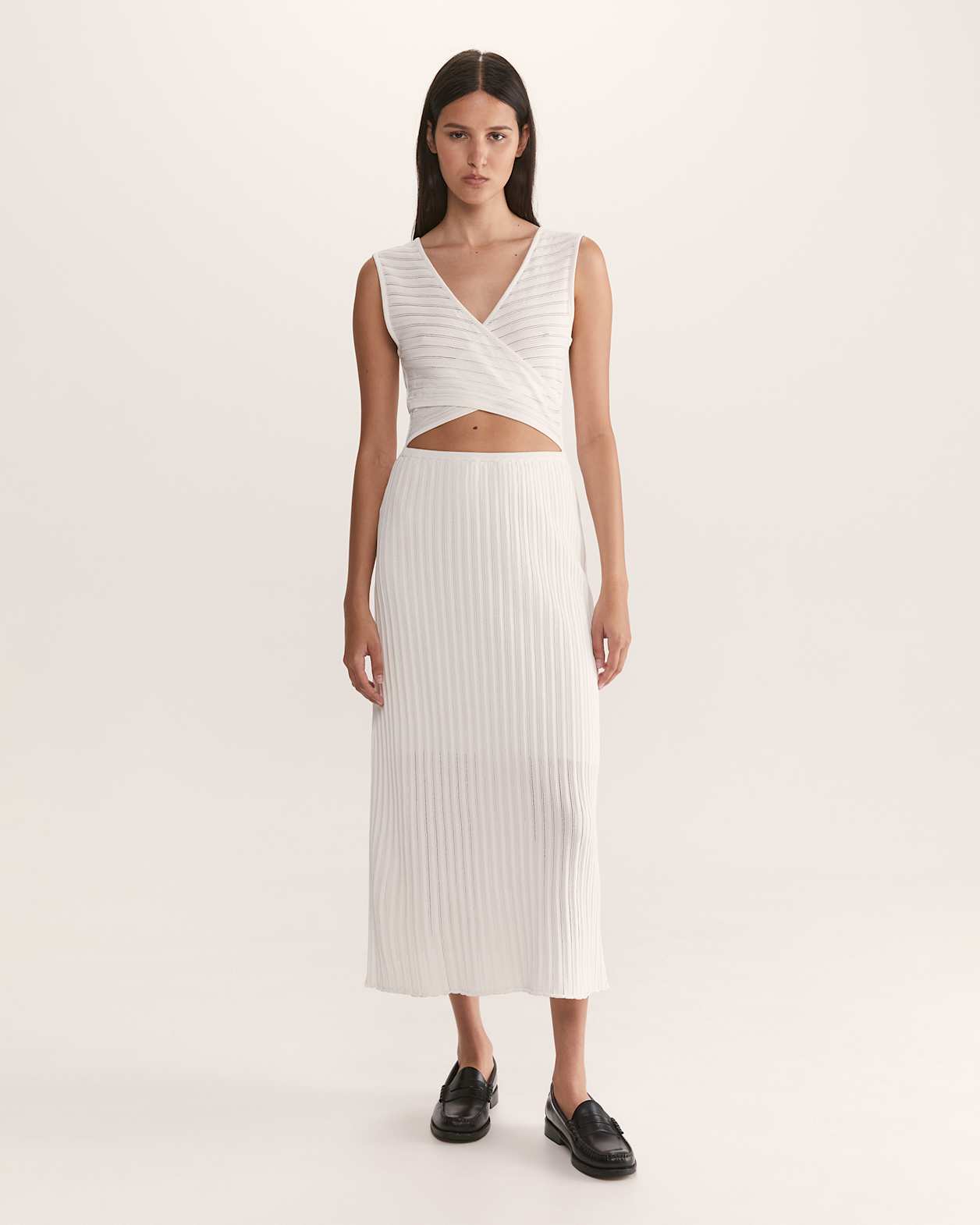 Maeve Cross Back Knit Dress in WHITE