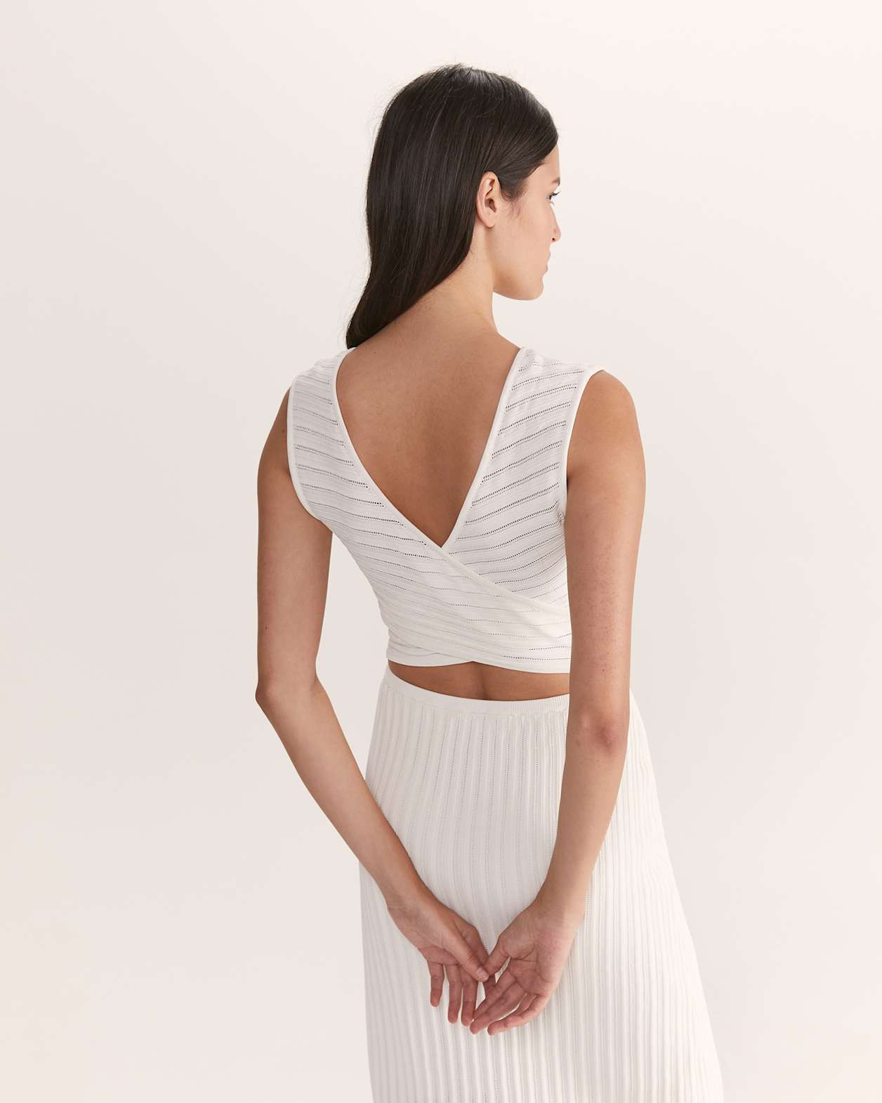 Maeve Cross Back Knit Dress in WHITE