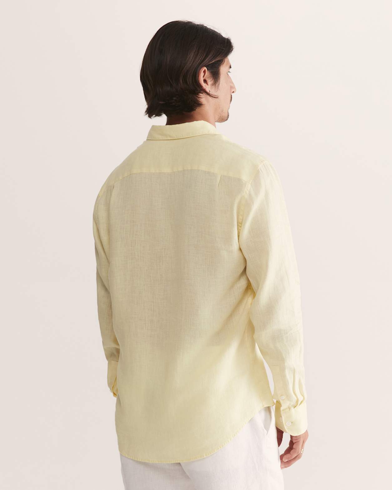Anderson Long Sleeve Classic Linen Shirt in LEMON