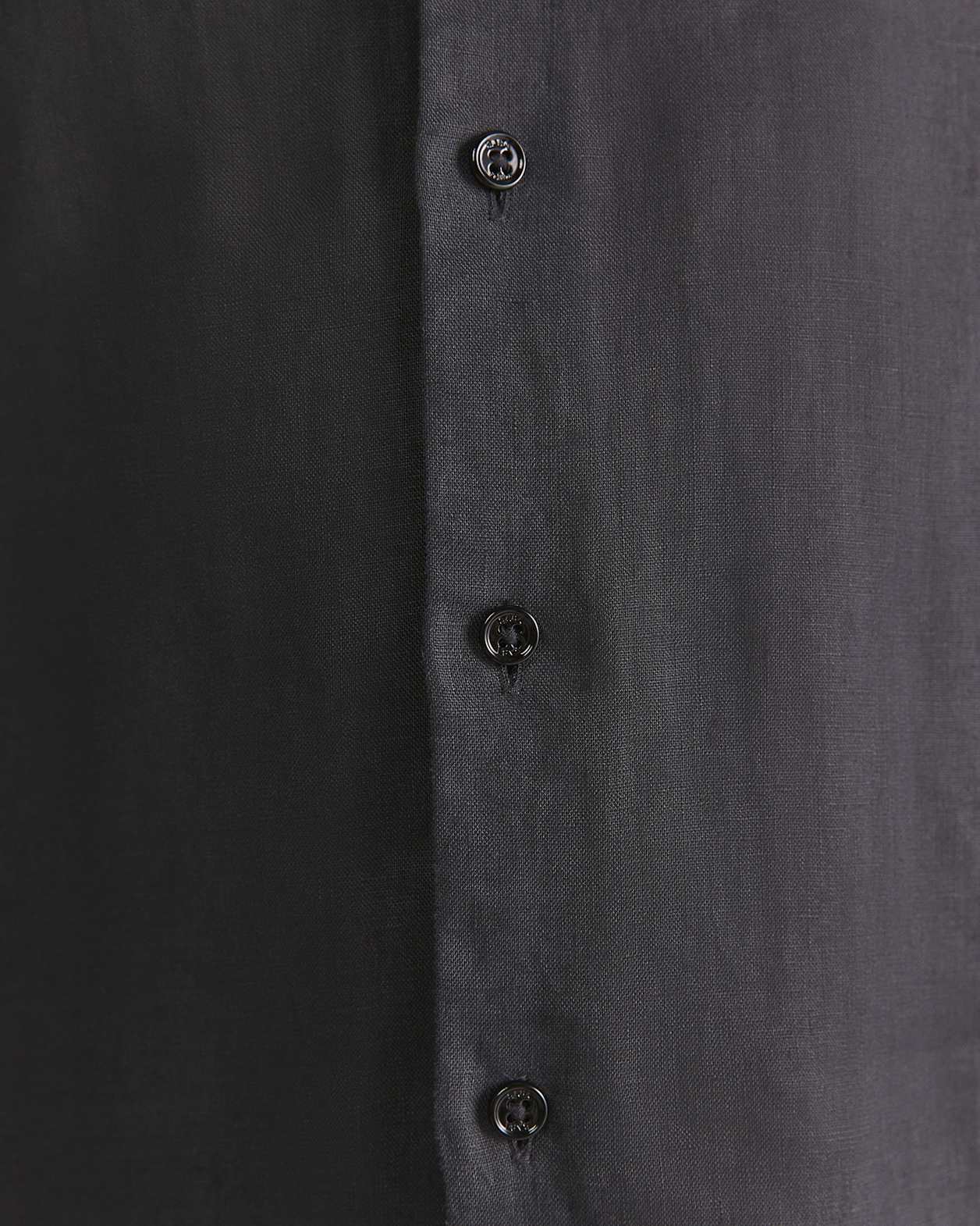 Anderson Long Sleeve Classic Linen Shirt in BLACK
