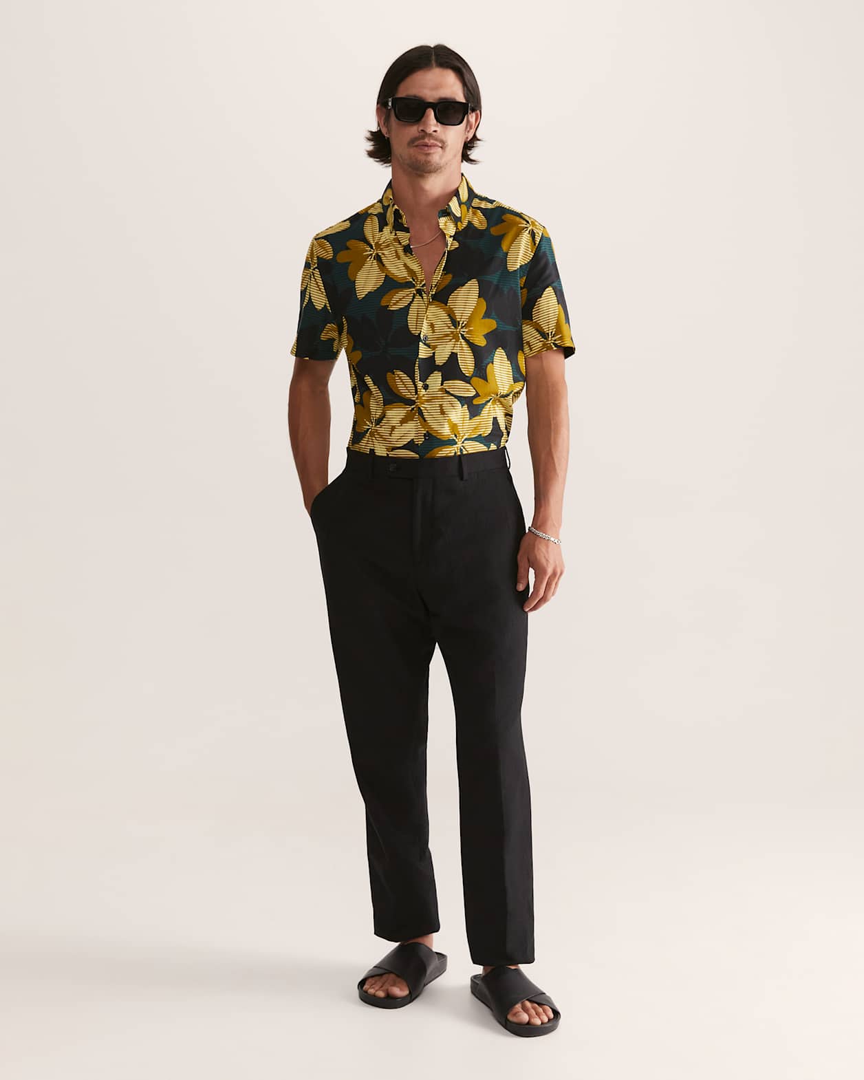 Brunei Short Sleeve Classic Print Shirt in TEAL MULTI
