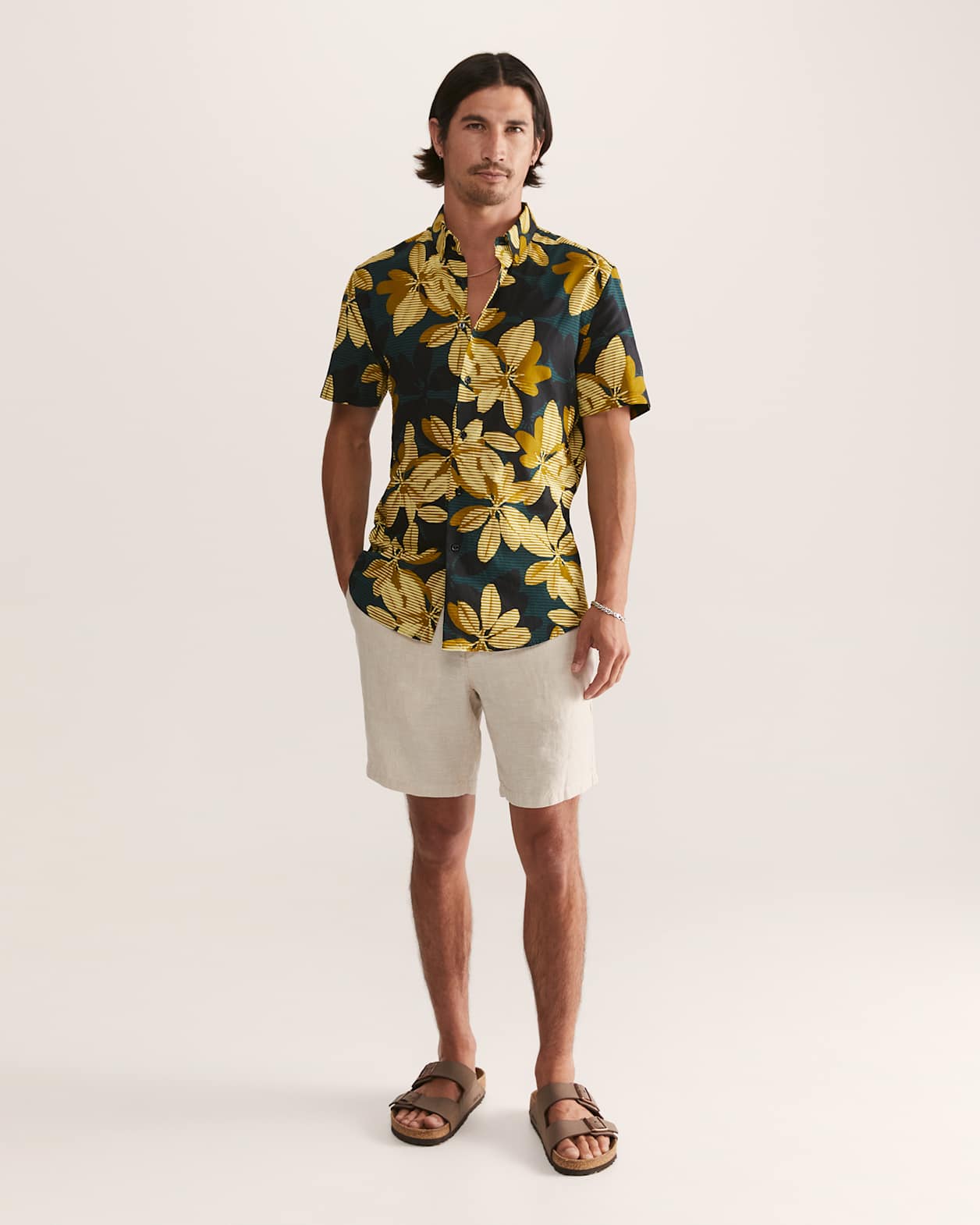 Brunei Short Sleeve Classic Print Shirt in TEAL MULTI