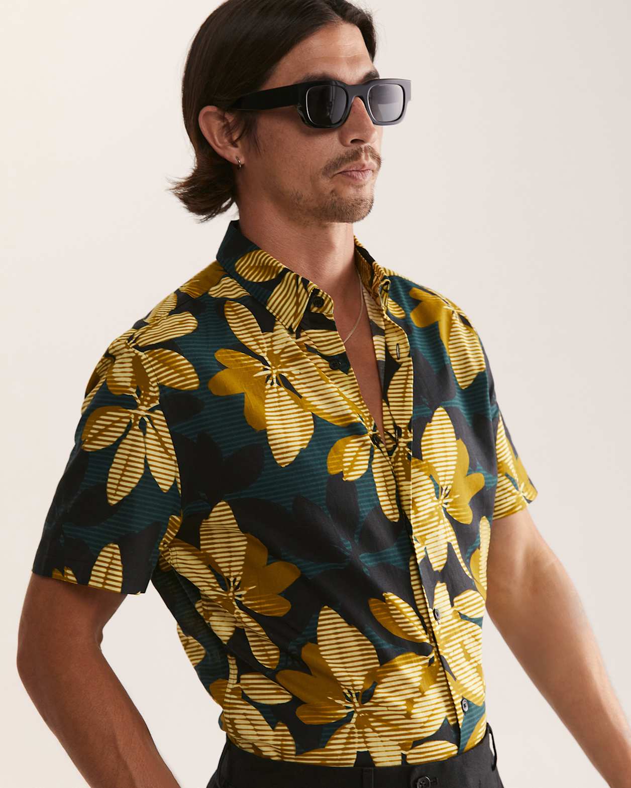 Brunei Short Sleeve Classic Print Shirt in TEAL MULTI