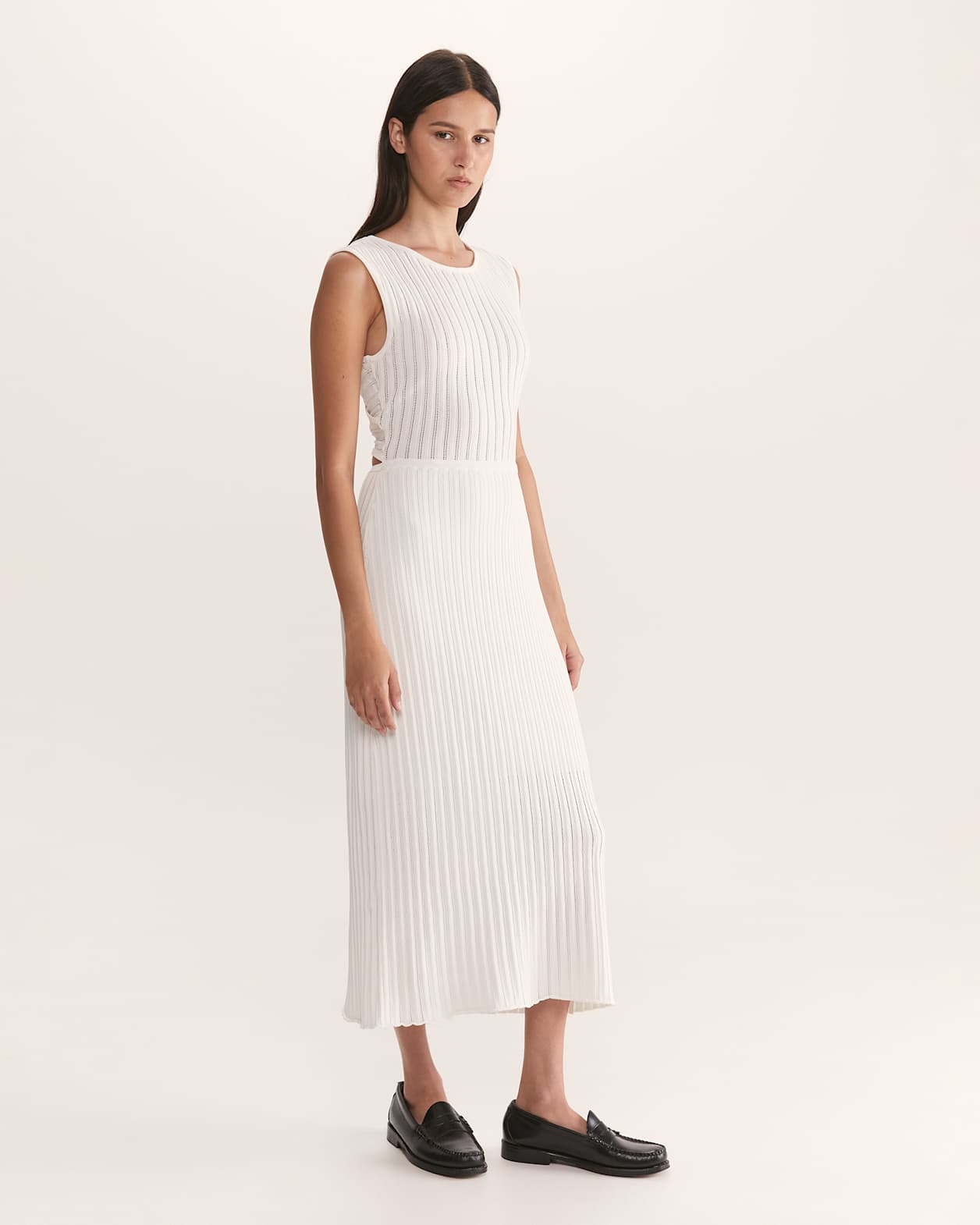 Maeve Cross Back Knit Dress in WHITE